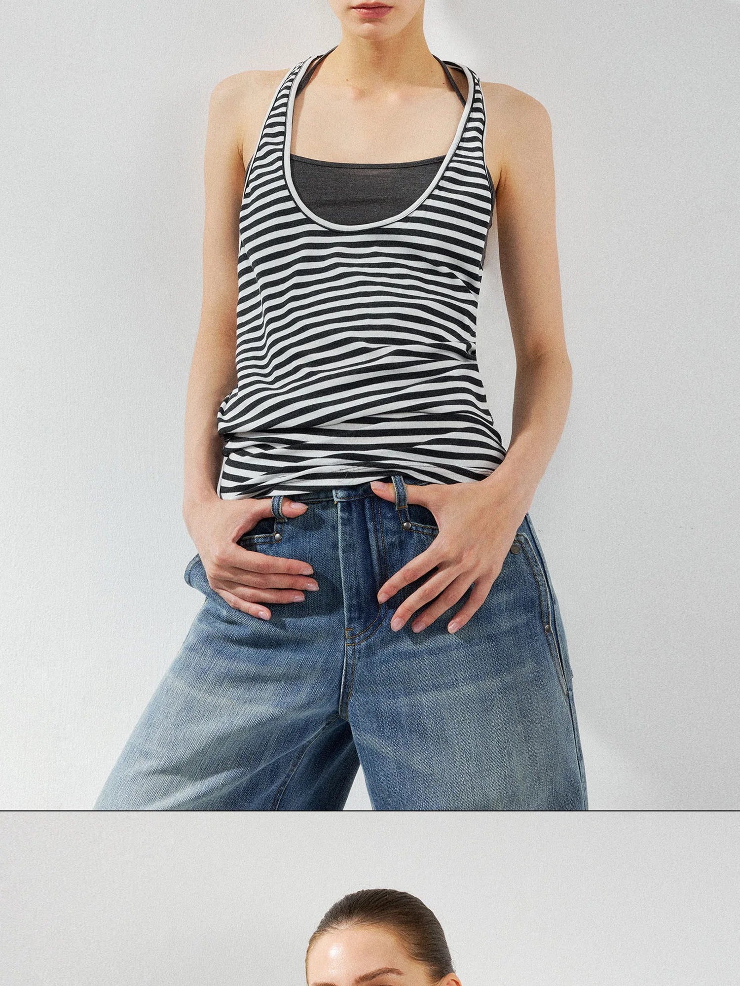 kvkv Striped Layered Tank Top Set