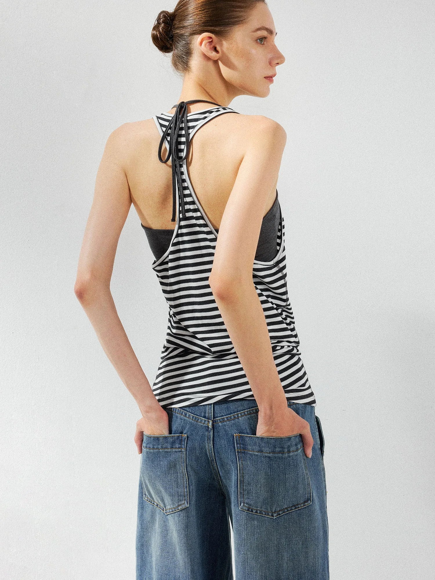 kvkv Striped Layered Tank Top Set