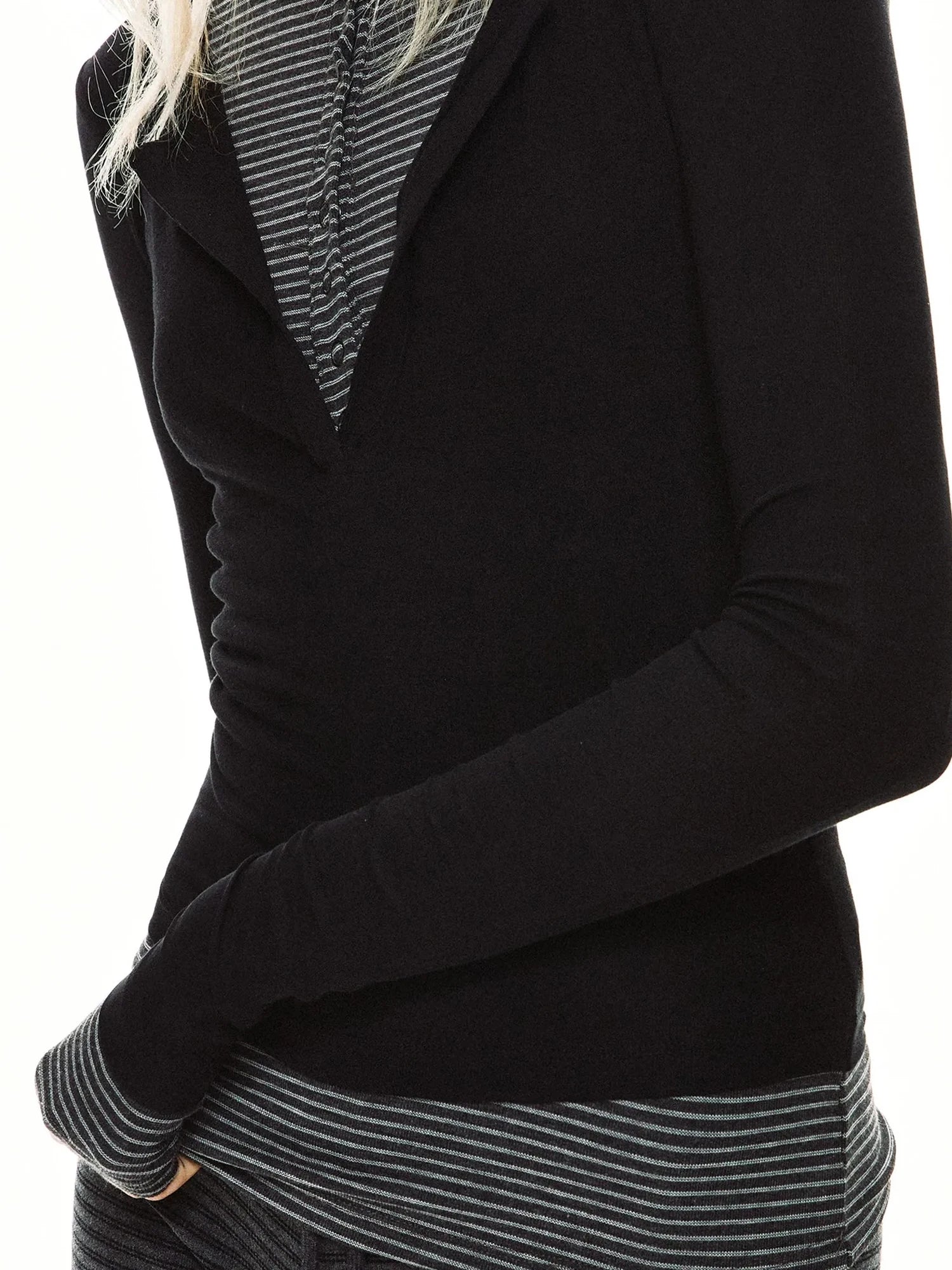 kvkv Striped Mock Neck Modal Layered Top