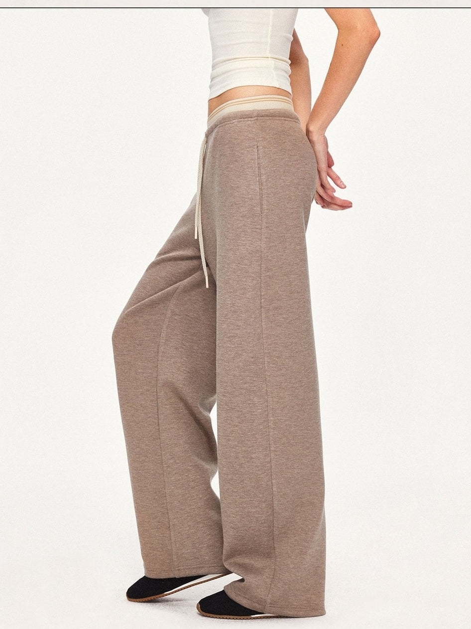 kvkv Sustainable Recycled Fiber Patchwork Straight Leg Drawstring Women Casual Pants