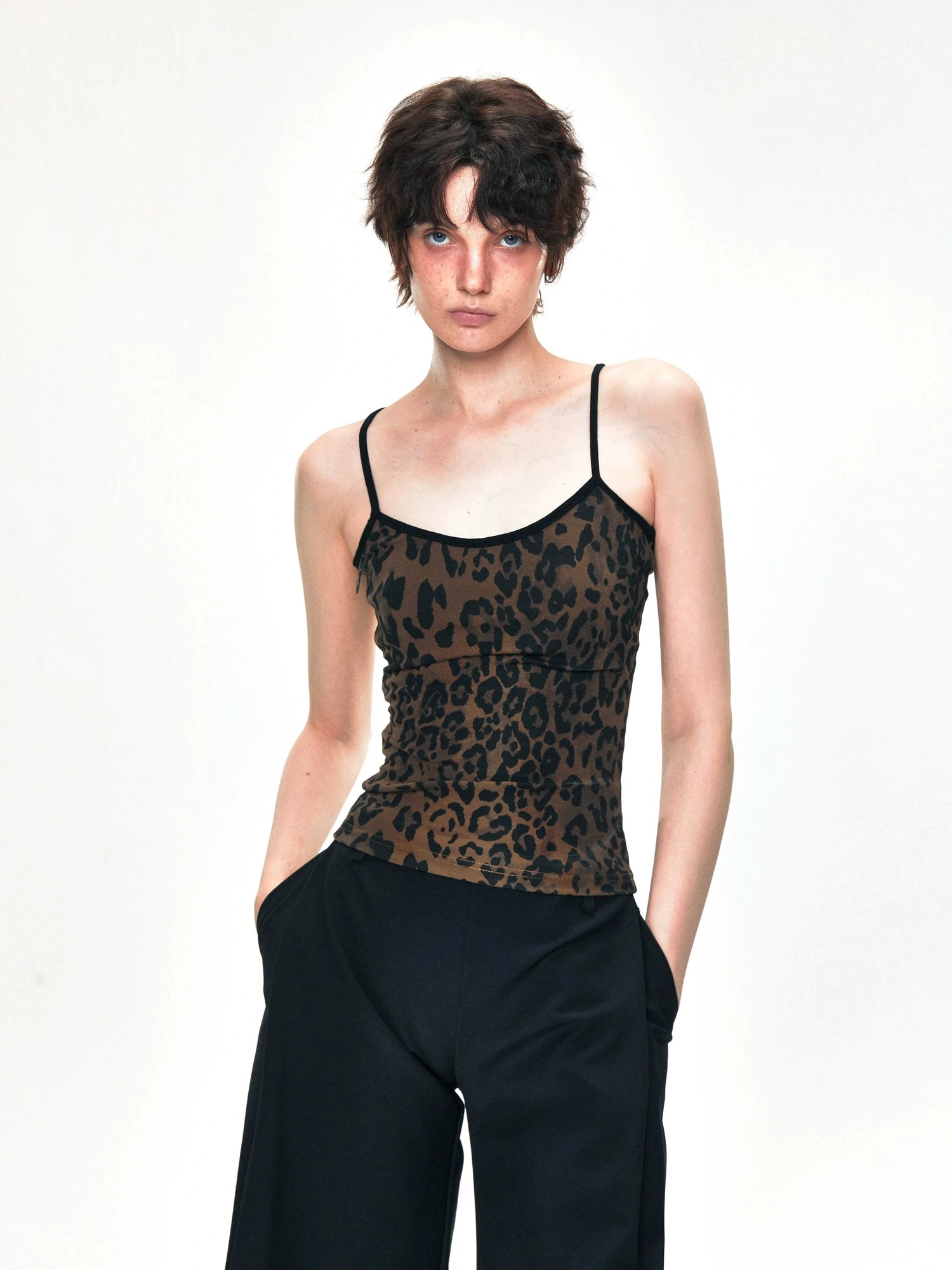 kvkv Tank Top With Leopard Print Trim