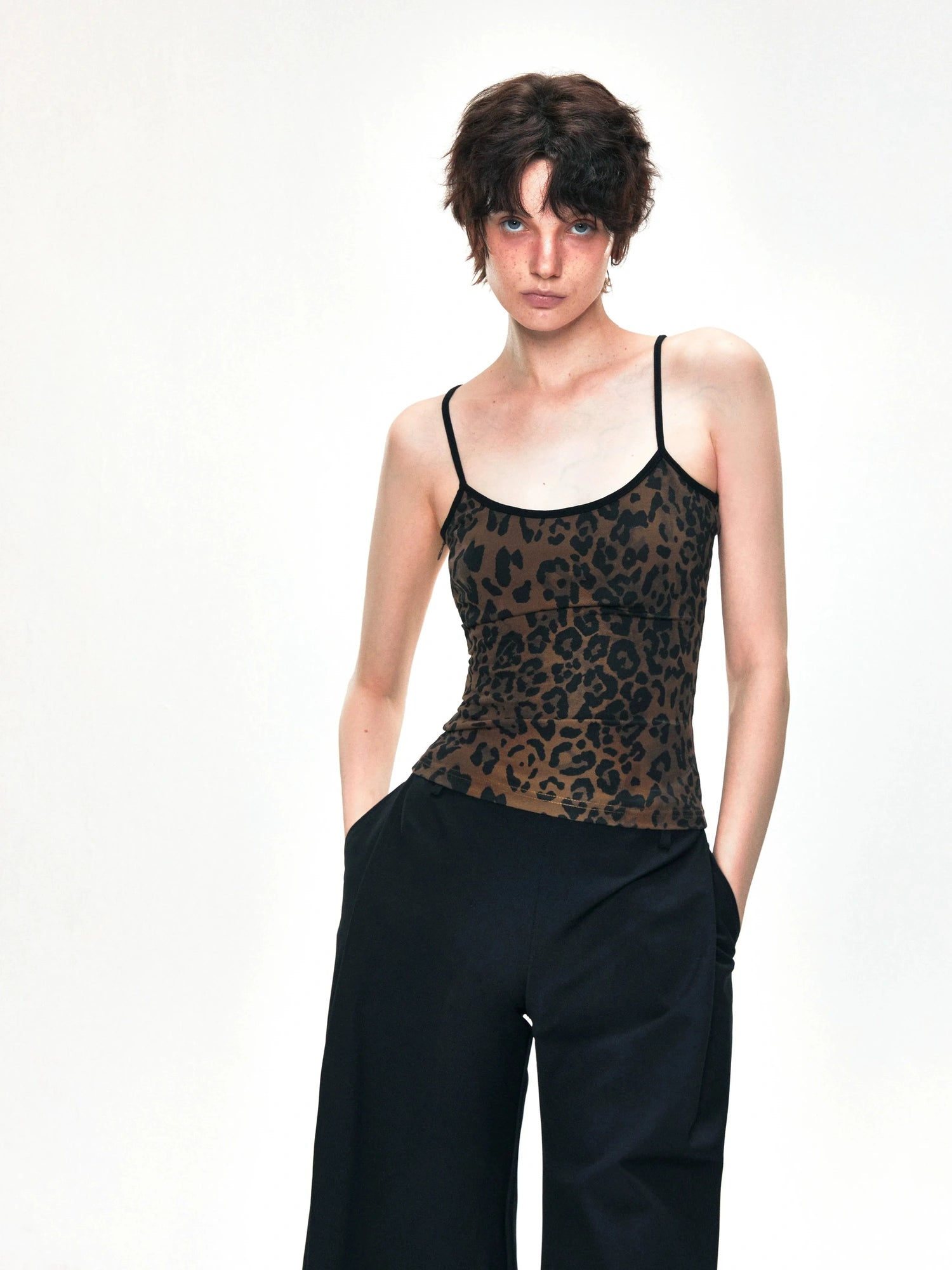 kvkv Tank Top With Leopard Print Trim