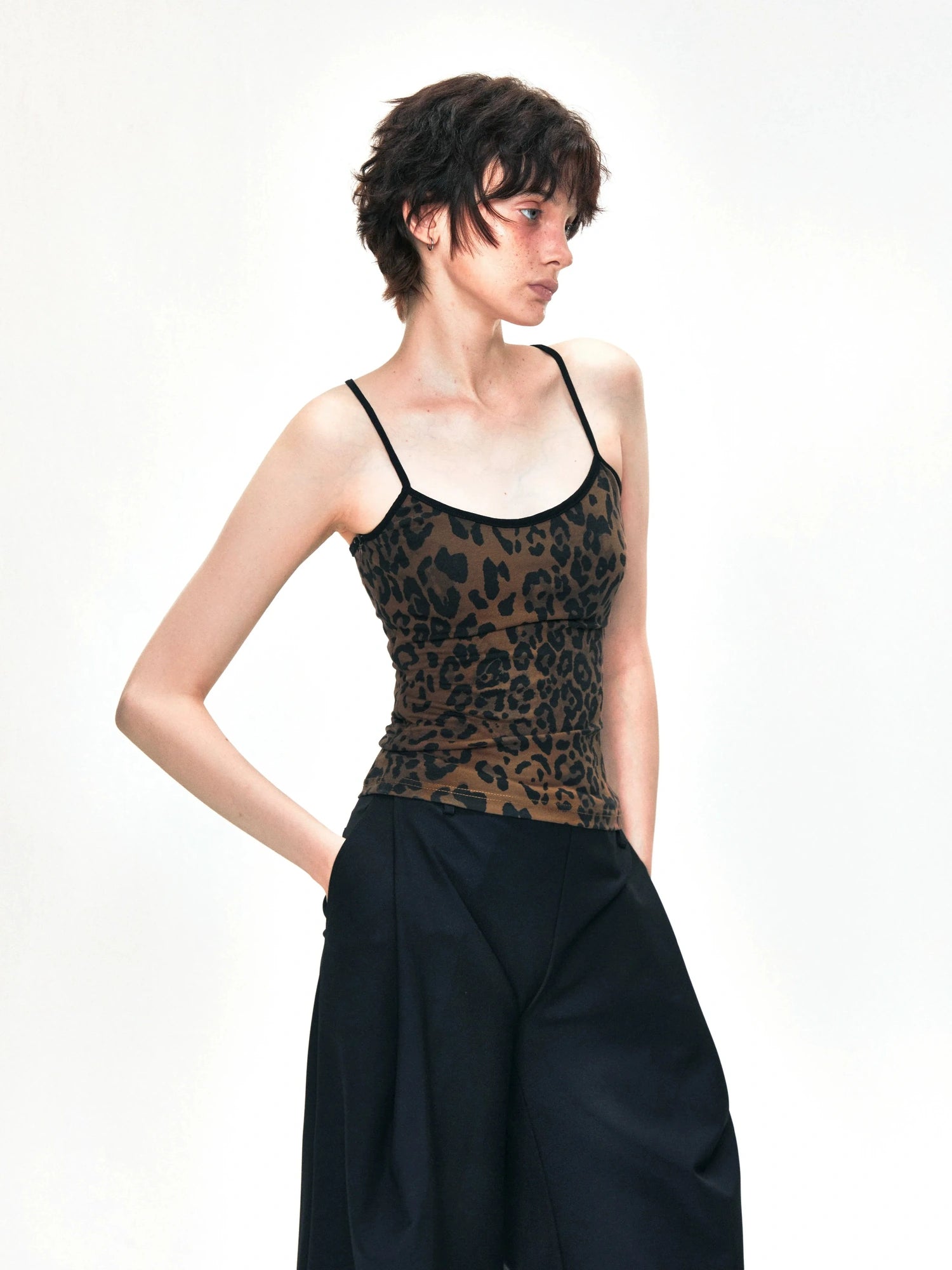kvkv Tank Top With Leopard Print Trim