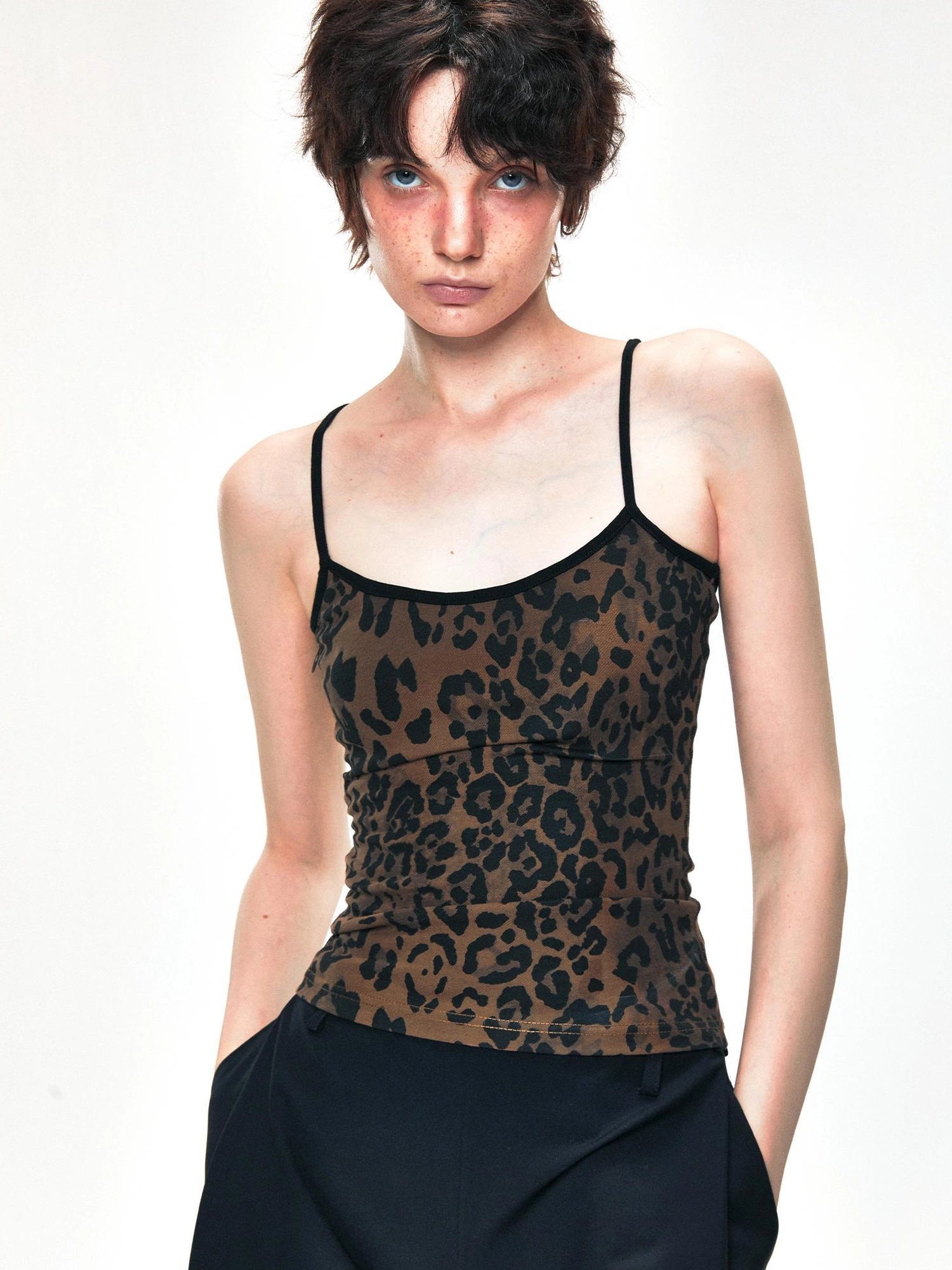 kvkv Tank Top With Leopard Print Trim