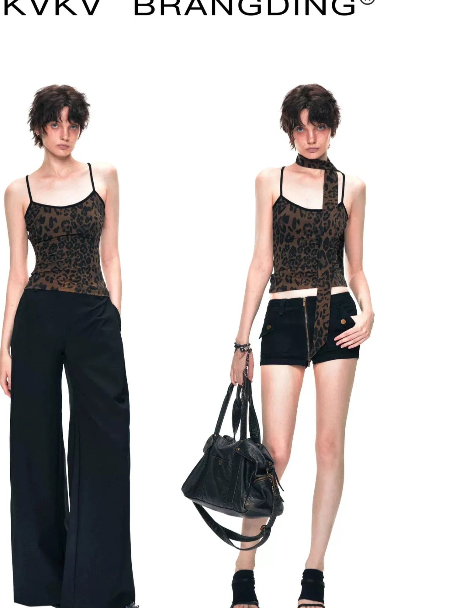 kvkv Tank Top With Leopard Print Trim