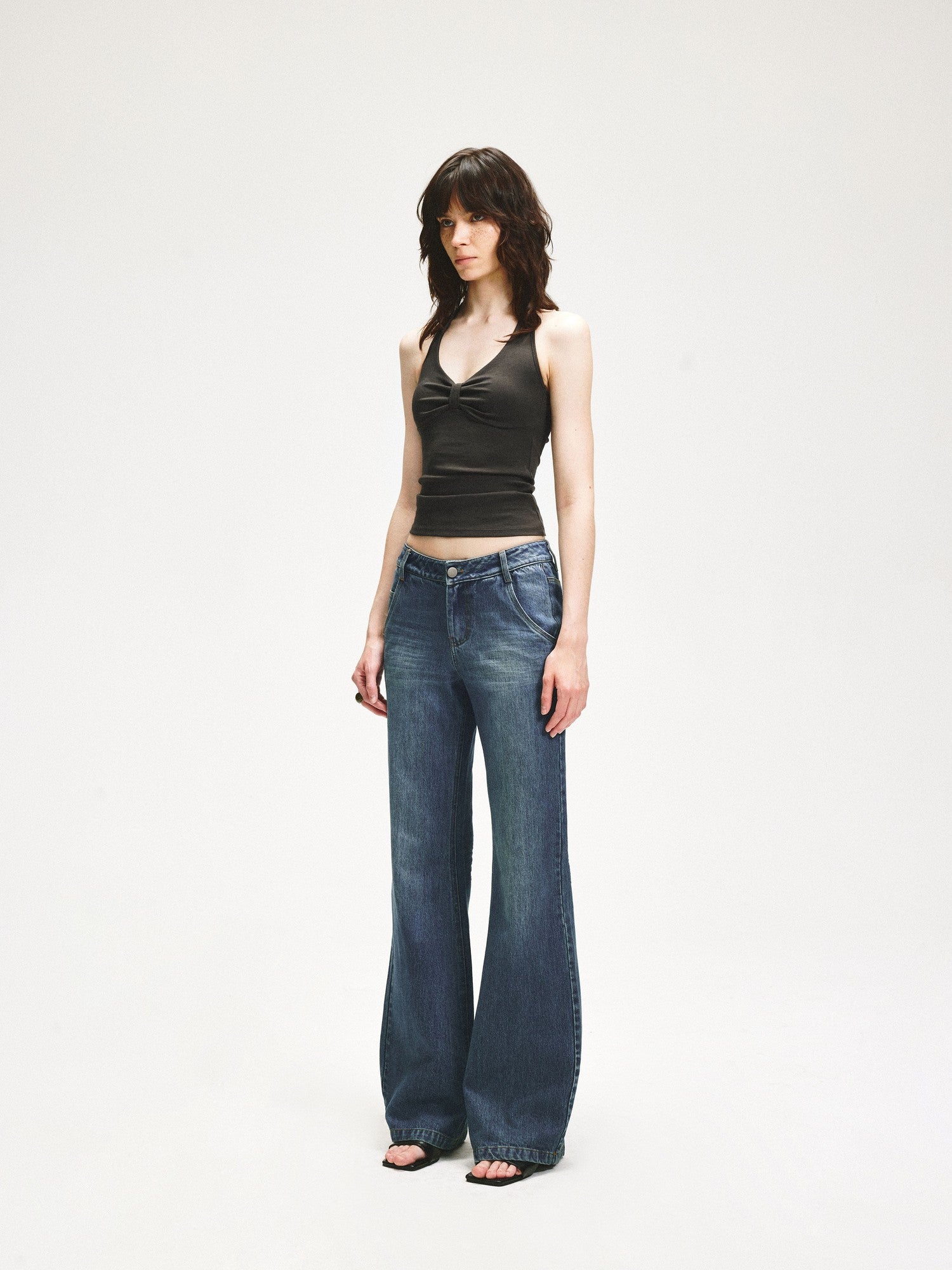 kvkv Twist Knot Asymmetrical V-neck Open Back Women&