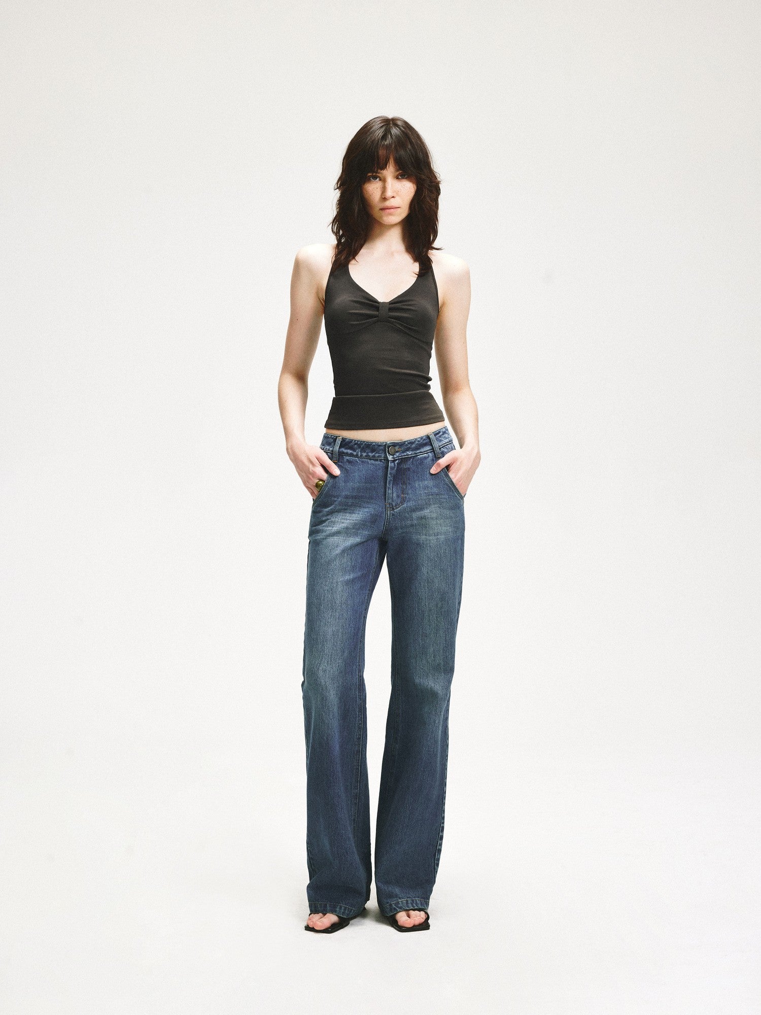 kvkv Twist Knot Asymmetrical V-neck Open Back Women&