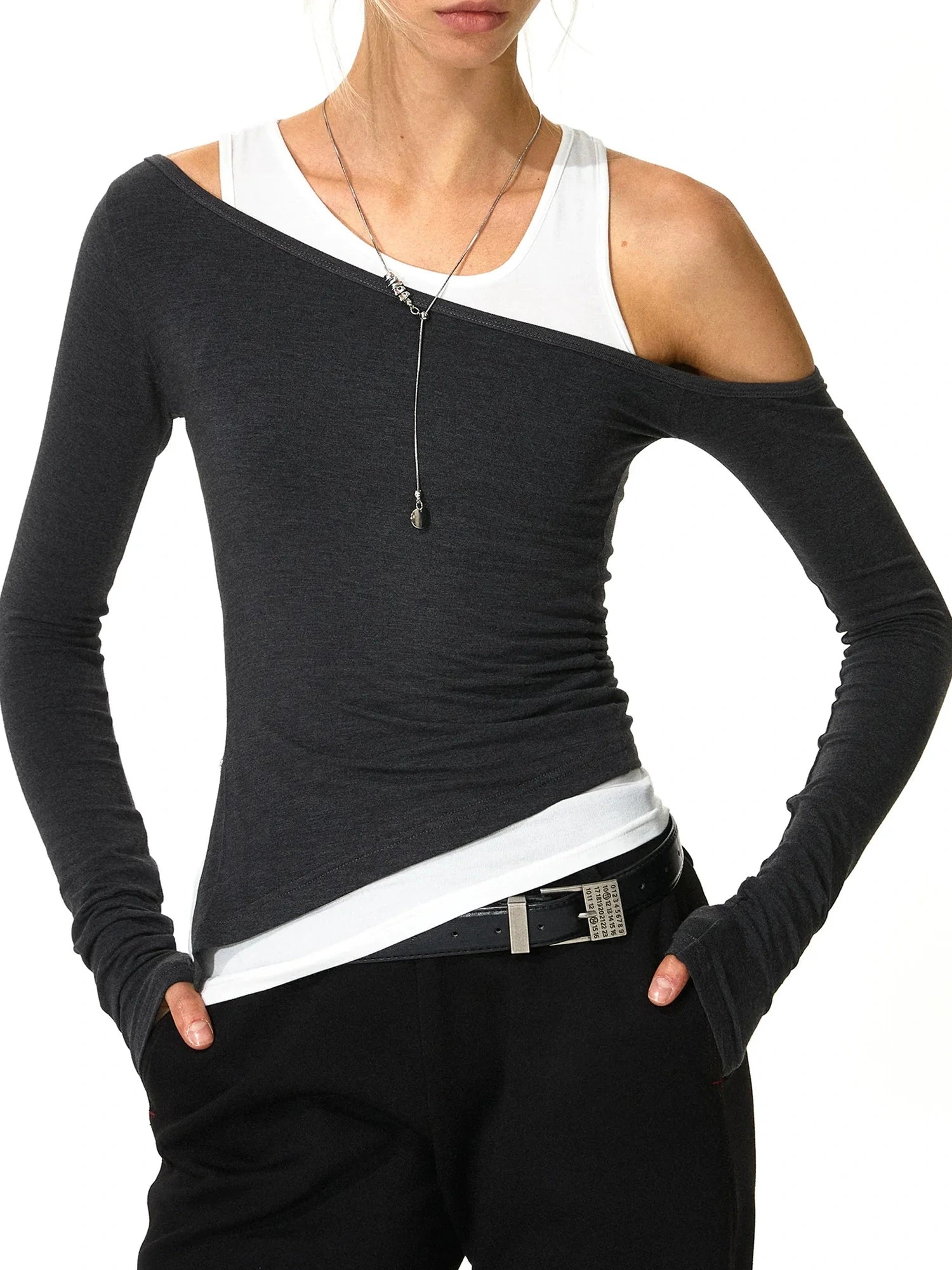 kvkv Two Tone Sloping Shoulder Two Piece Set