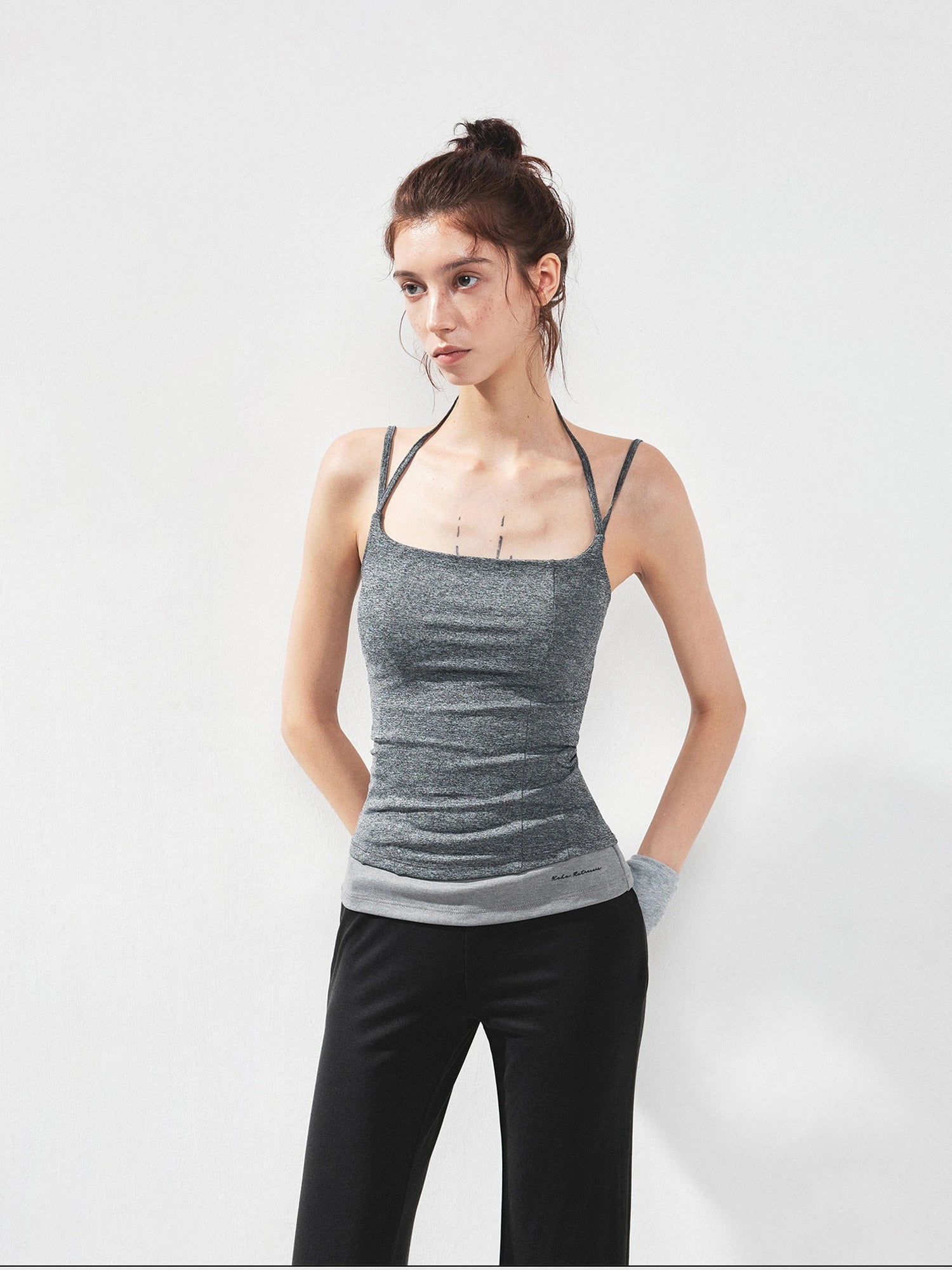 kvkv U Neck Slim Fit Yoga Tank Top