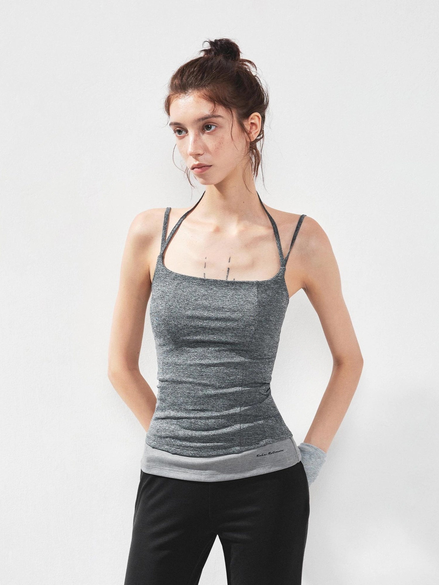 kvkv U Neck Slim Fit Yoga Tank Top