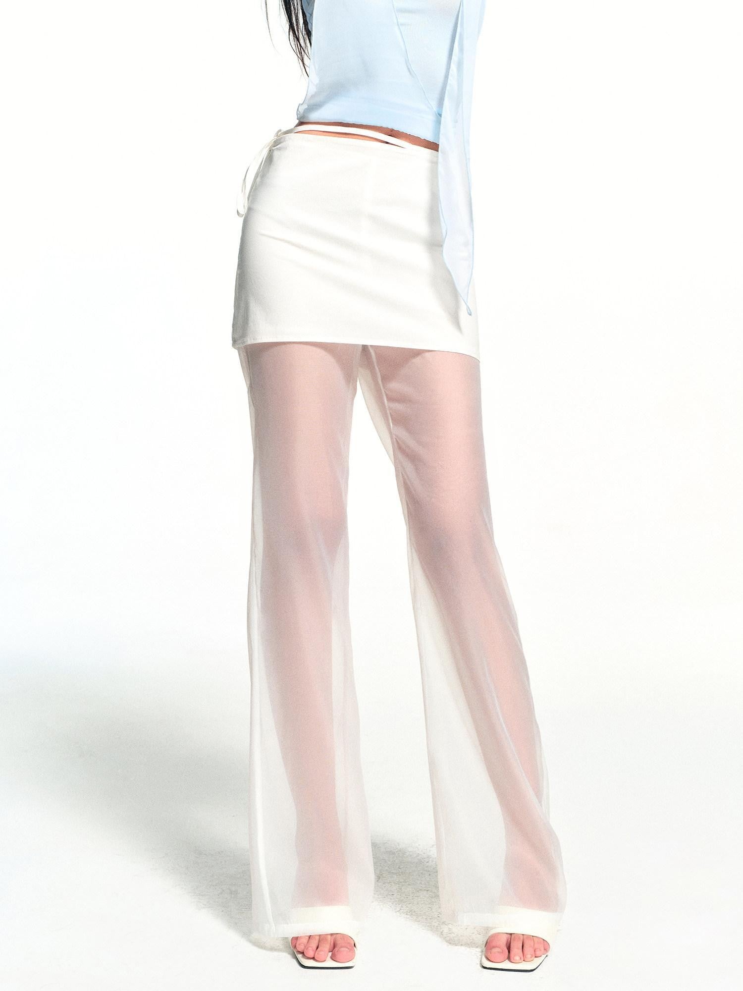 kvkv Urban Tie Detachable Skirt Semi Sheer Micro Flare Women&