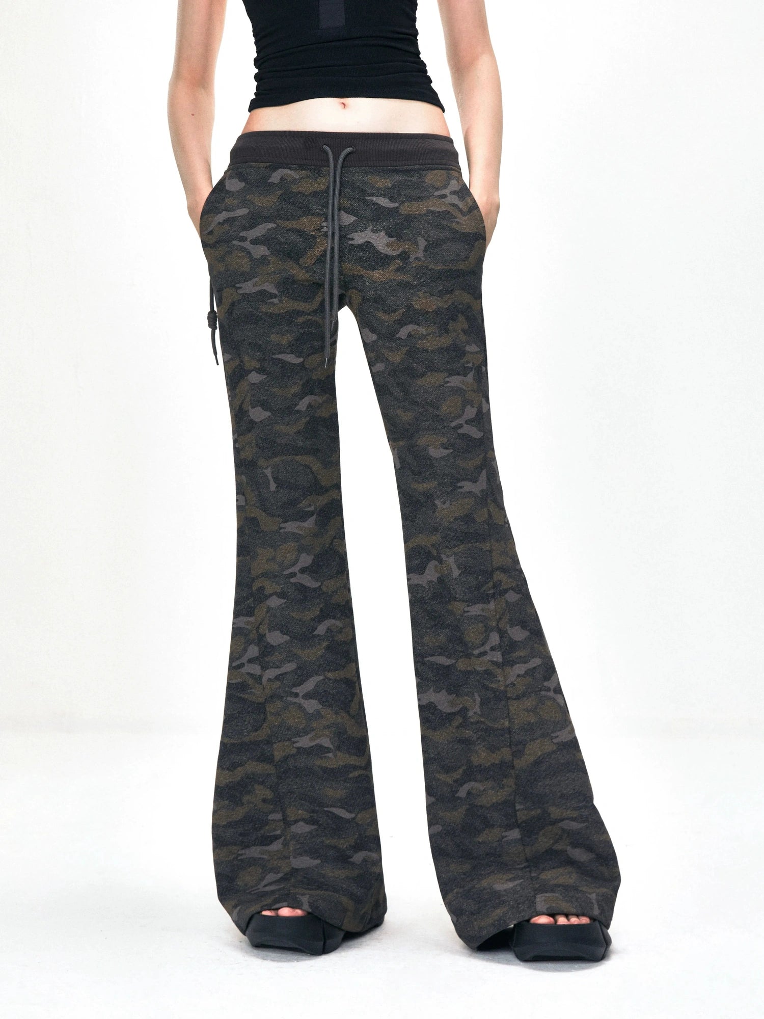 kvkv Vintage Camouflage Drawstring Flared Sweatpants