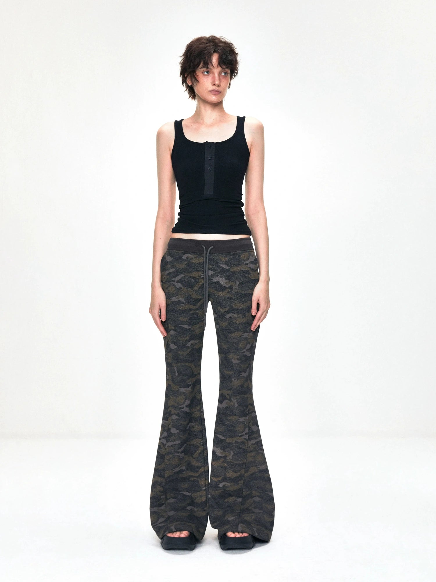 kvkv Vintage Camouflage Drawstring Flared Sweatpants
