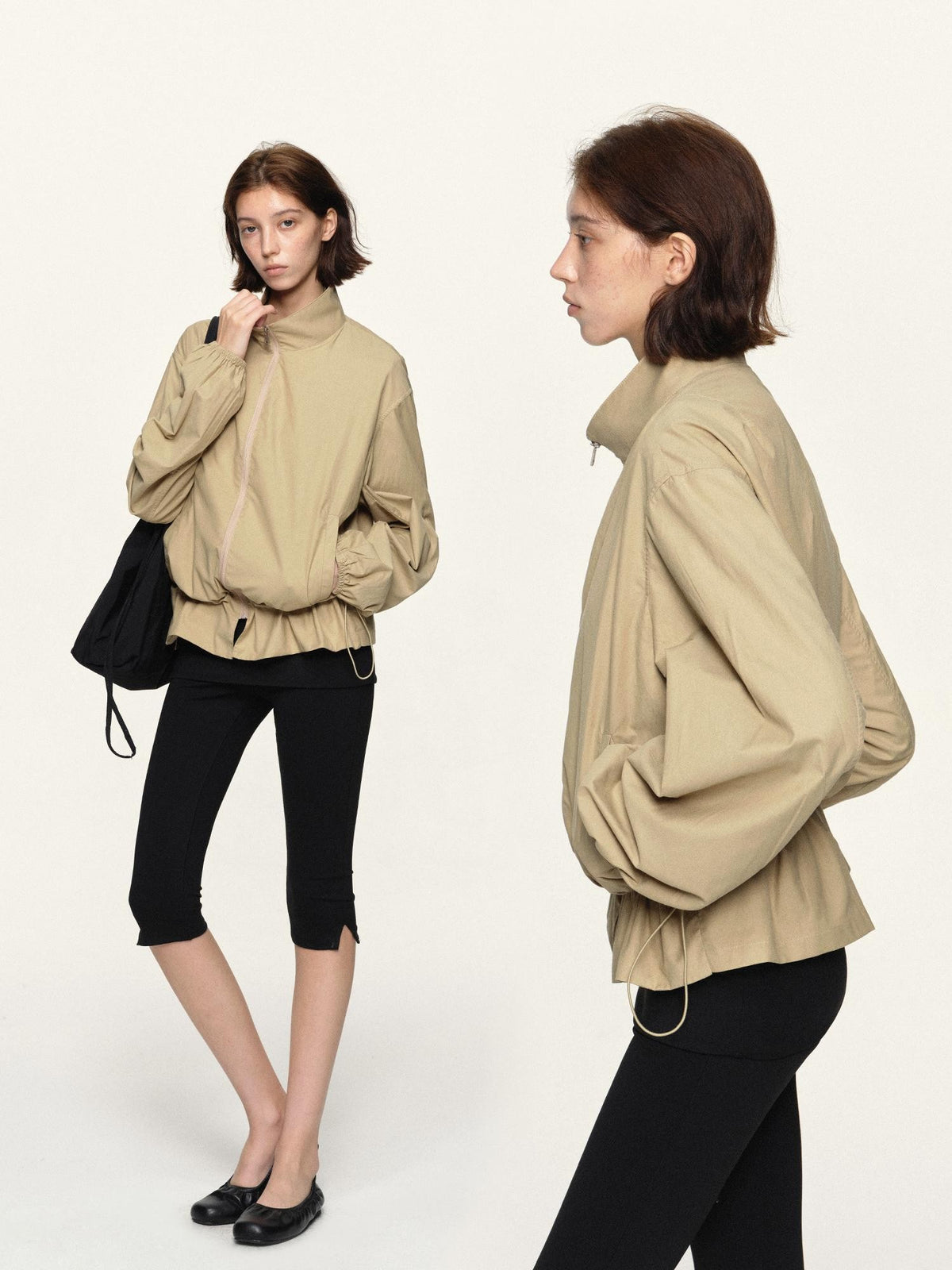 kvkv Vintage Drawstring Waist Khaki Women&