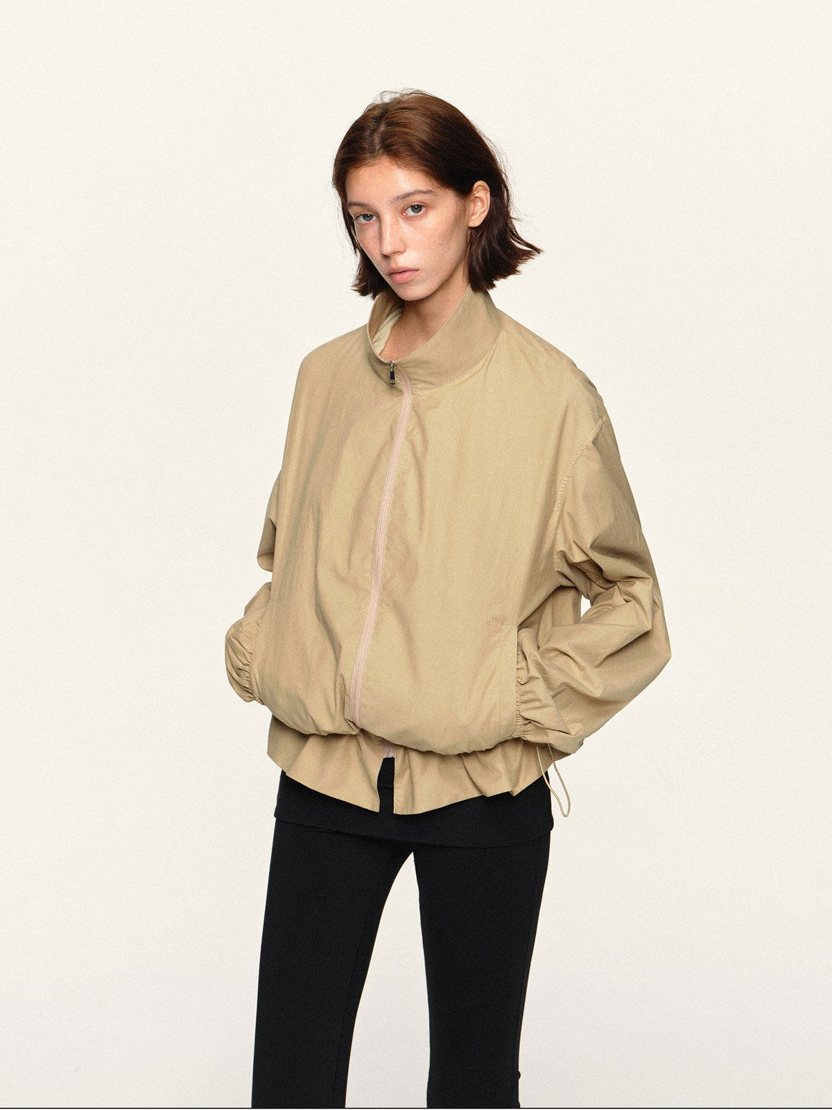 kvkv Vintage Drawstring Waist Khaki Women&