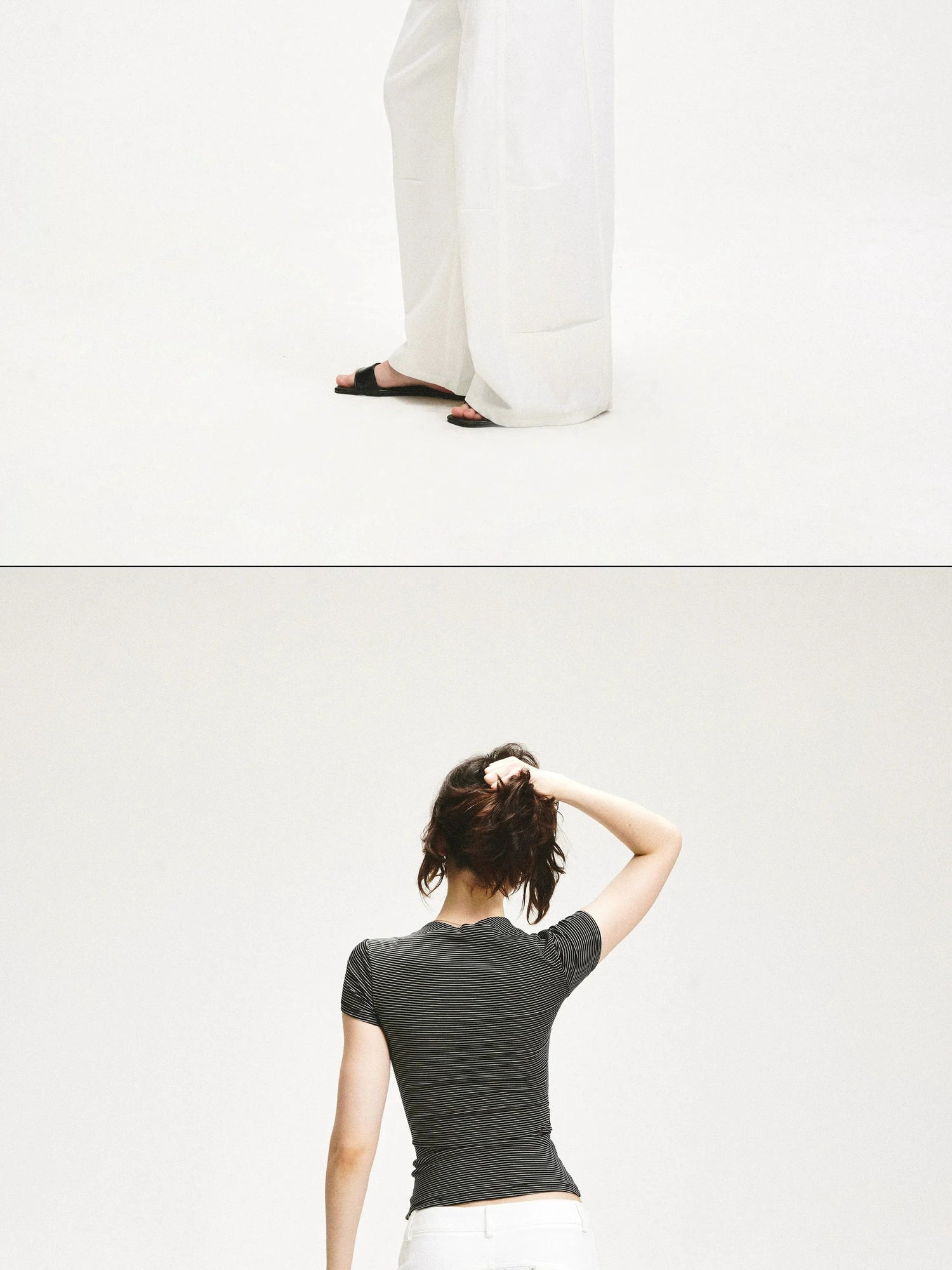 KVKV Yoga Clothing Brand - Vintage Stripe Square Neck Fitted Tee