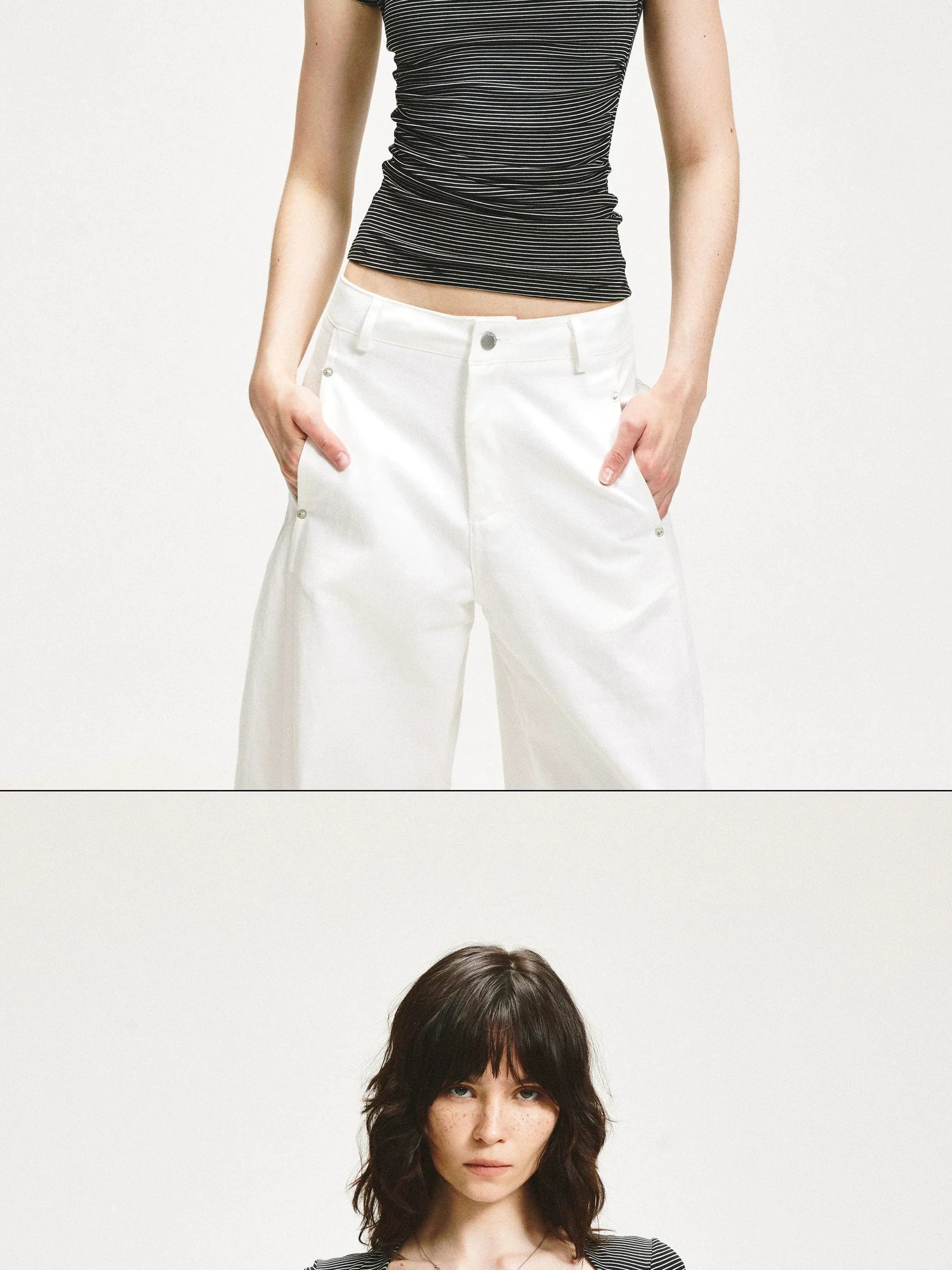 KVKV Yoga Clothing Brand - Vintage Stripe Square Neck Fitted Tee