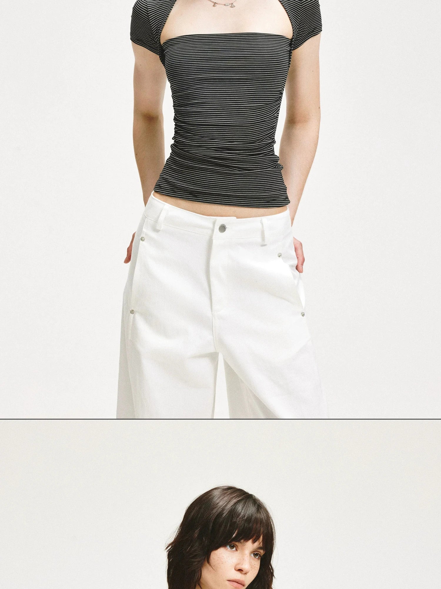 KVKV Yoga Clothing Brand - Vintage Stripe Square Neck Fitted Tee