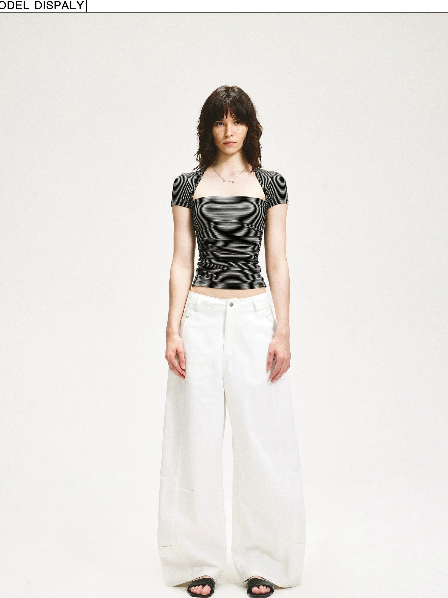 KVKV Yoga Clothing Brand - Vintage Stripe Square Neck Fitted Tee