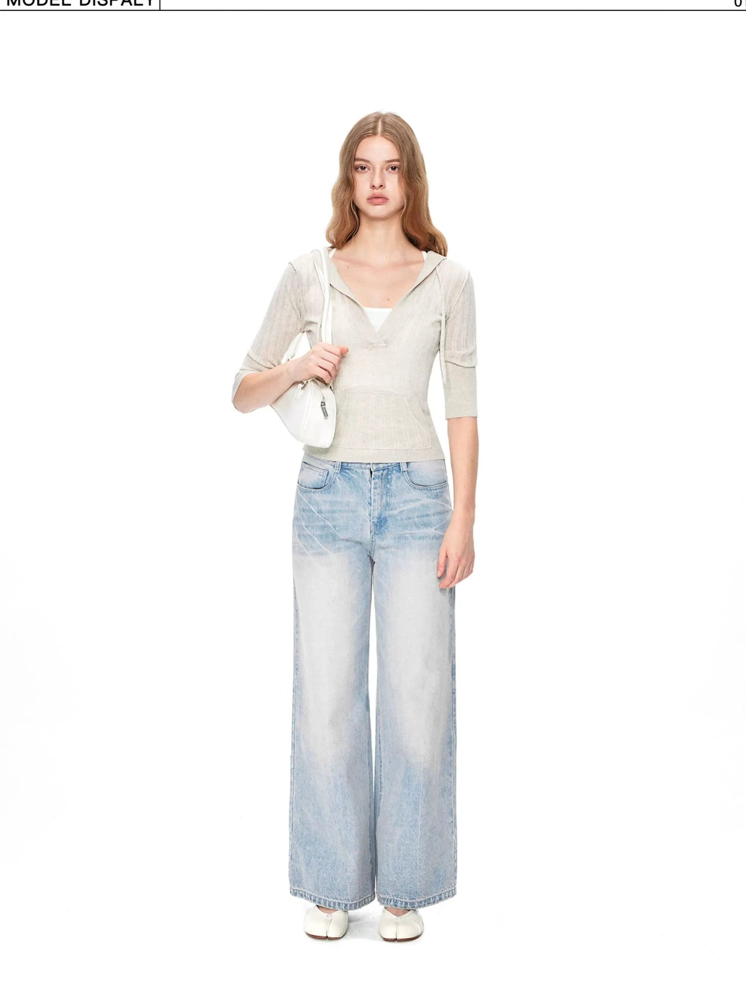 kvkv Vintage V-neck Cropped Cable Knit Sweater