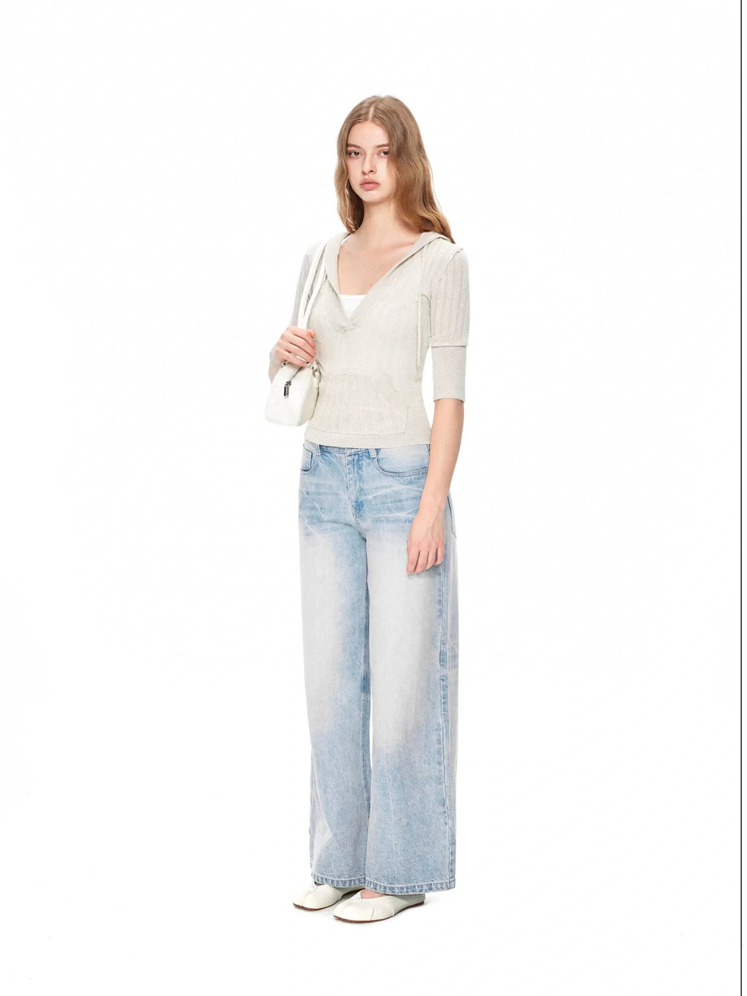 kvkv Vintage V-neck Cropped Cable Knit Sweater