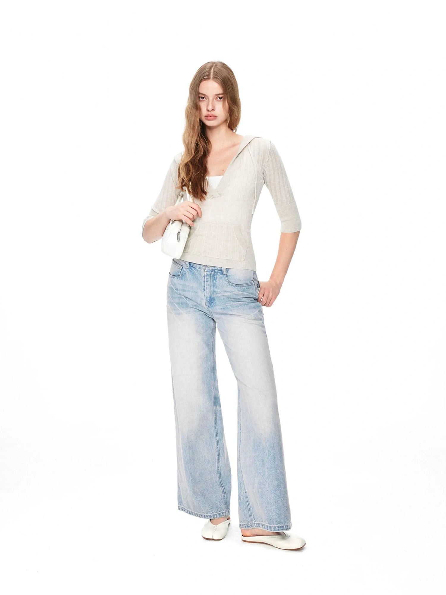 kvkv Vintage V-neck Cropped Cable Knit Sweater