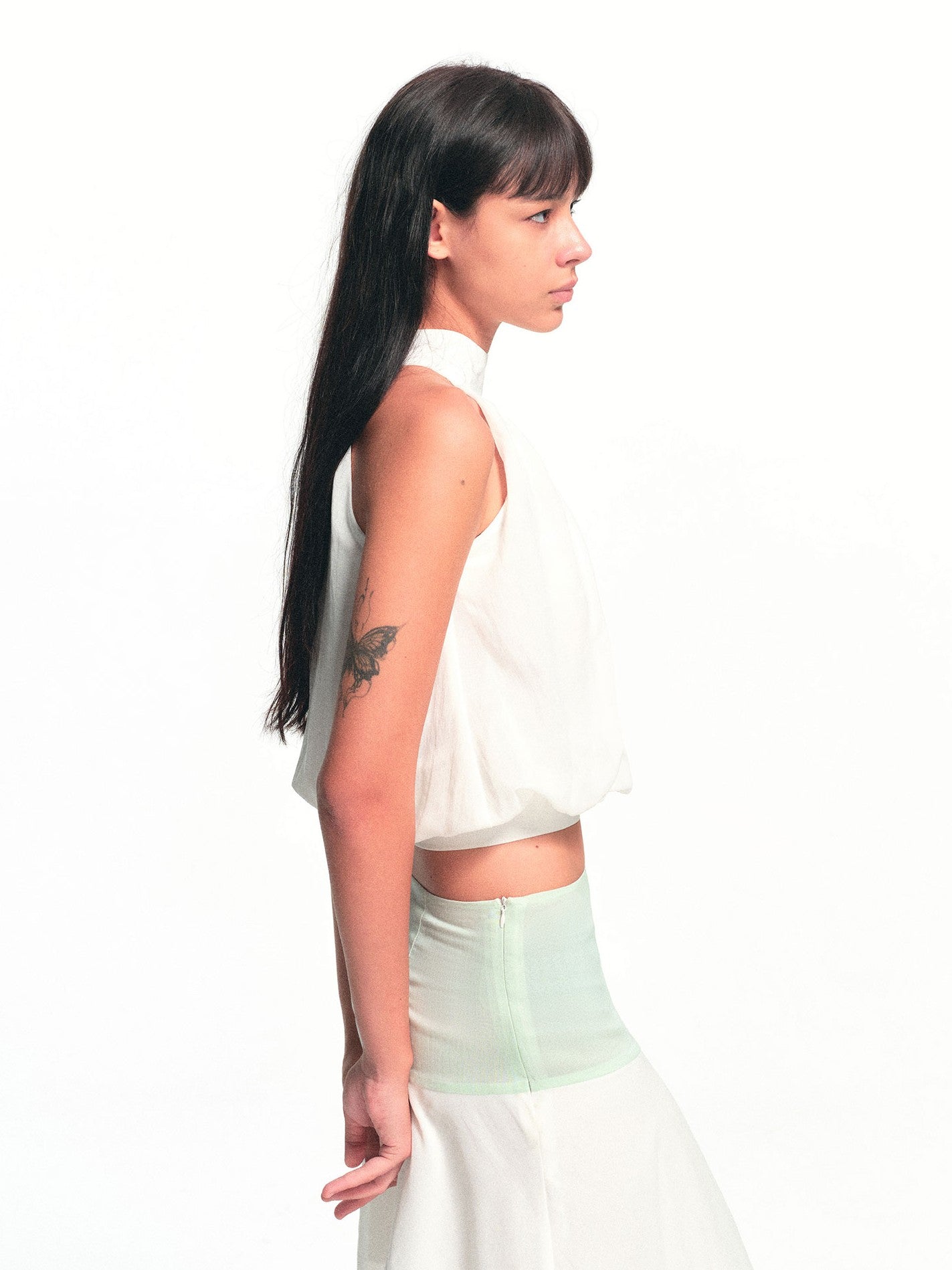 kvkv White Halter Neck Flower Bud Women&