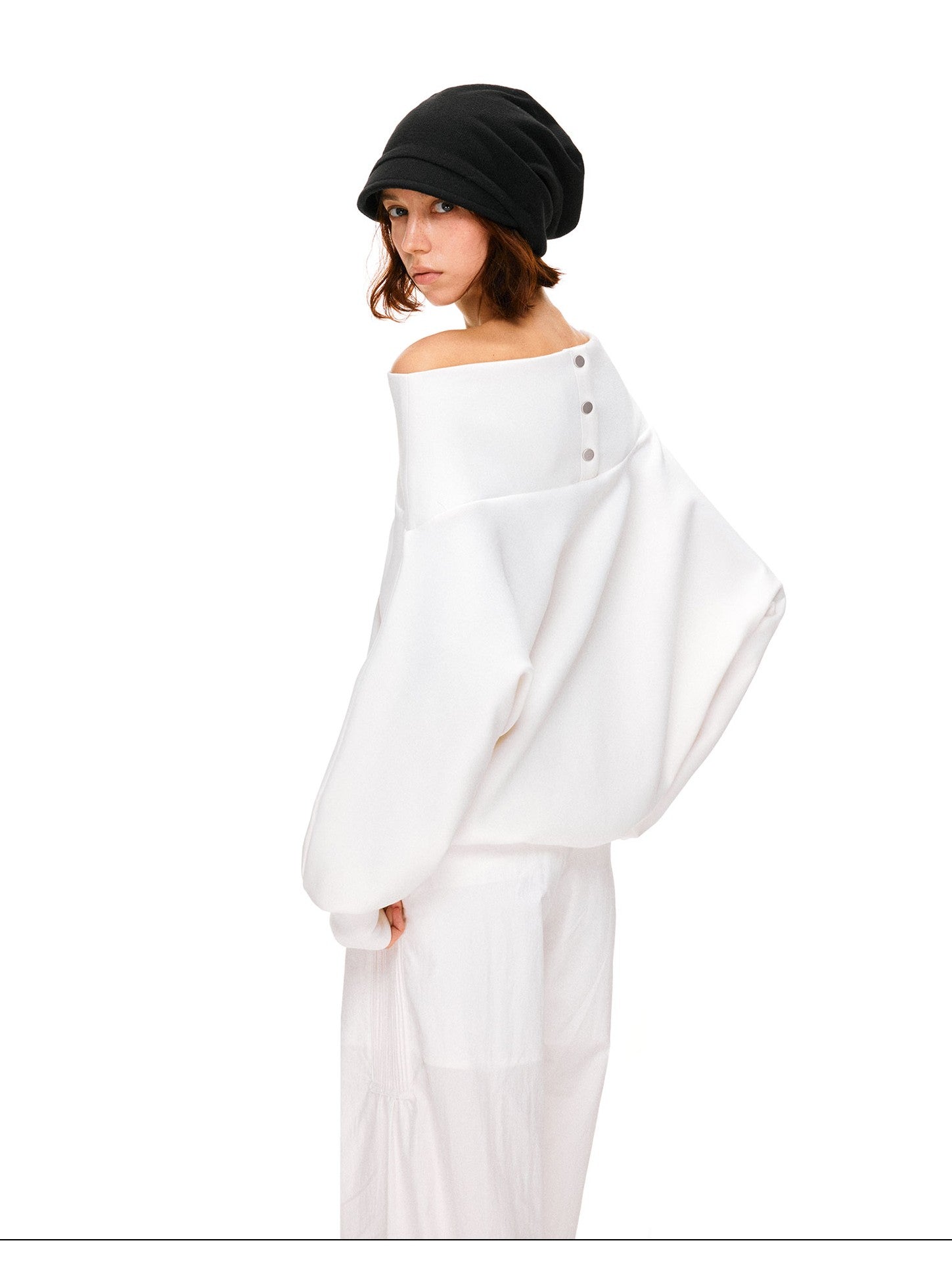 kvkv White Relaxed Asymmetric Shoulder Buttoned Longsleeve Women&