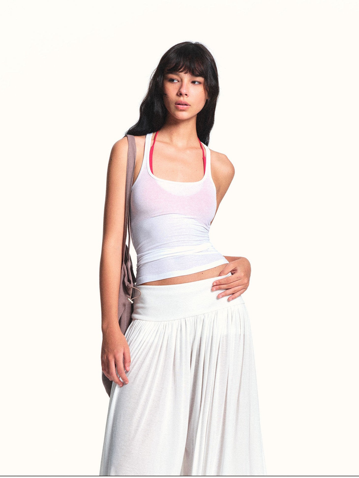 kvkv White Slim Stretch Racerback Layering Women&