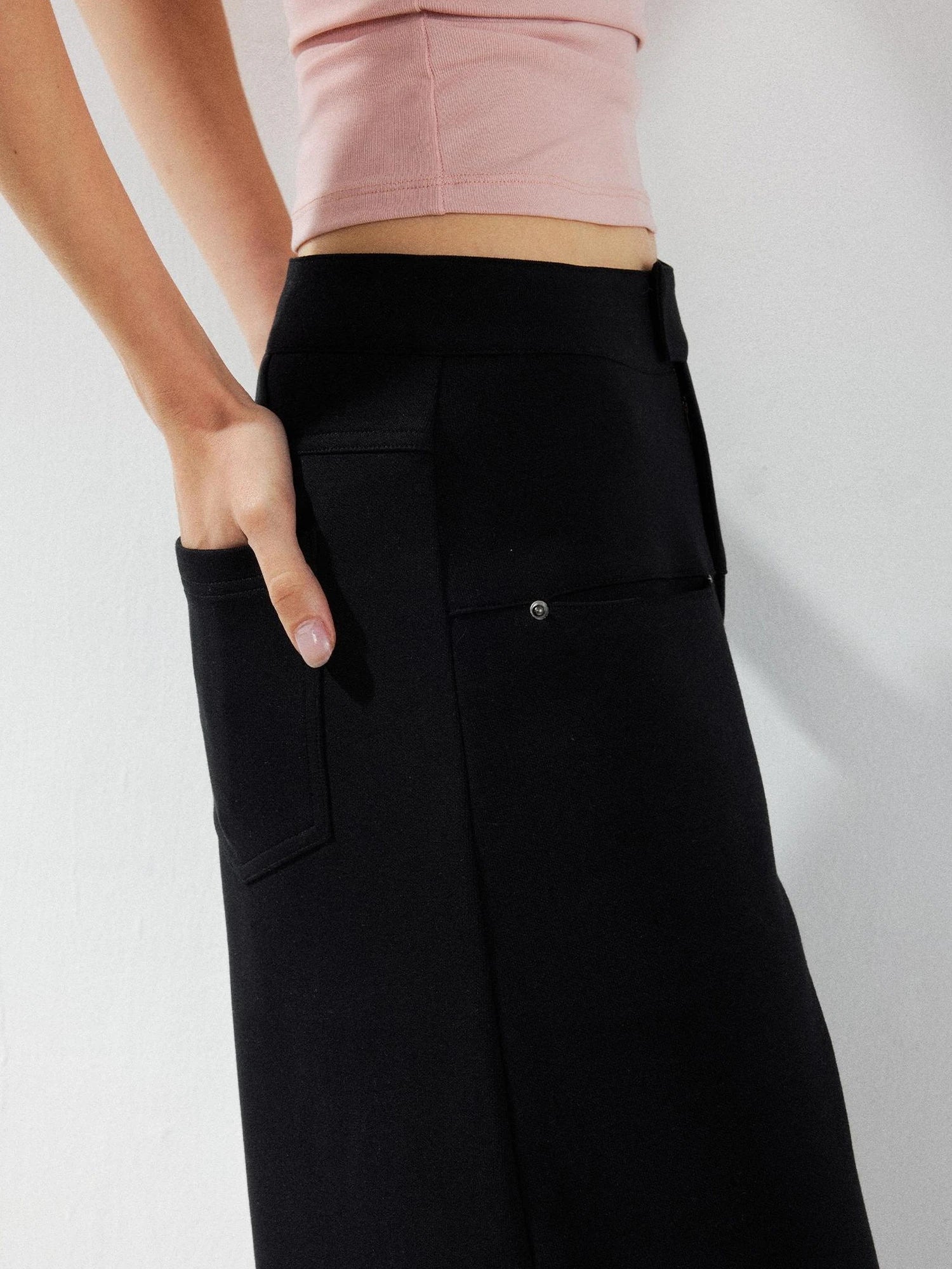 kvkv Wide Leg Curve Hem Cargo Pants