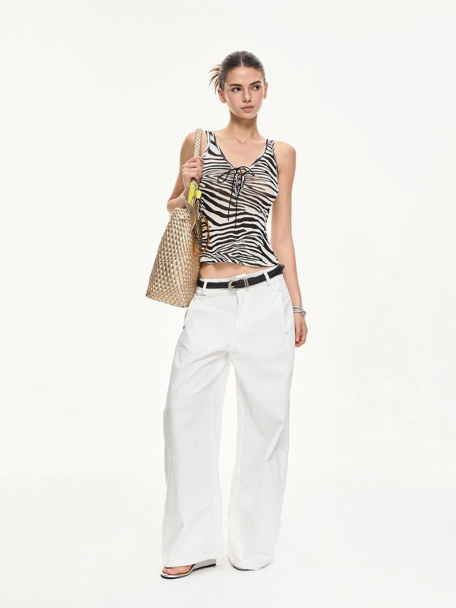 KVKV Yoga Clothing Brand - Zebra Stripe Drawstring Vest