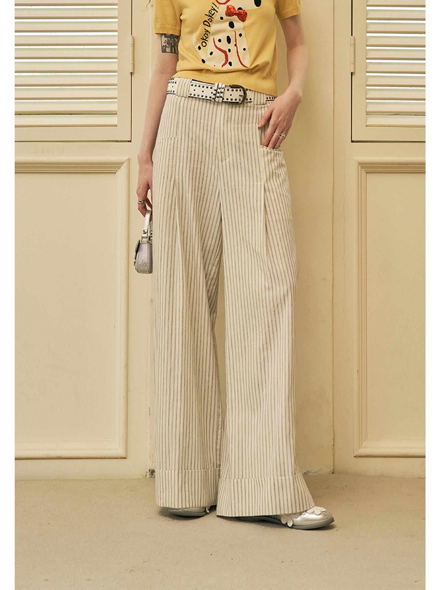 DIDDI MODA Roman Holiday Striped Wide Leg Cotton Pants