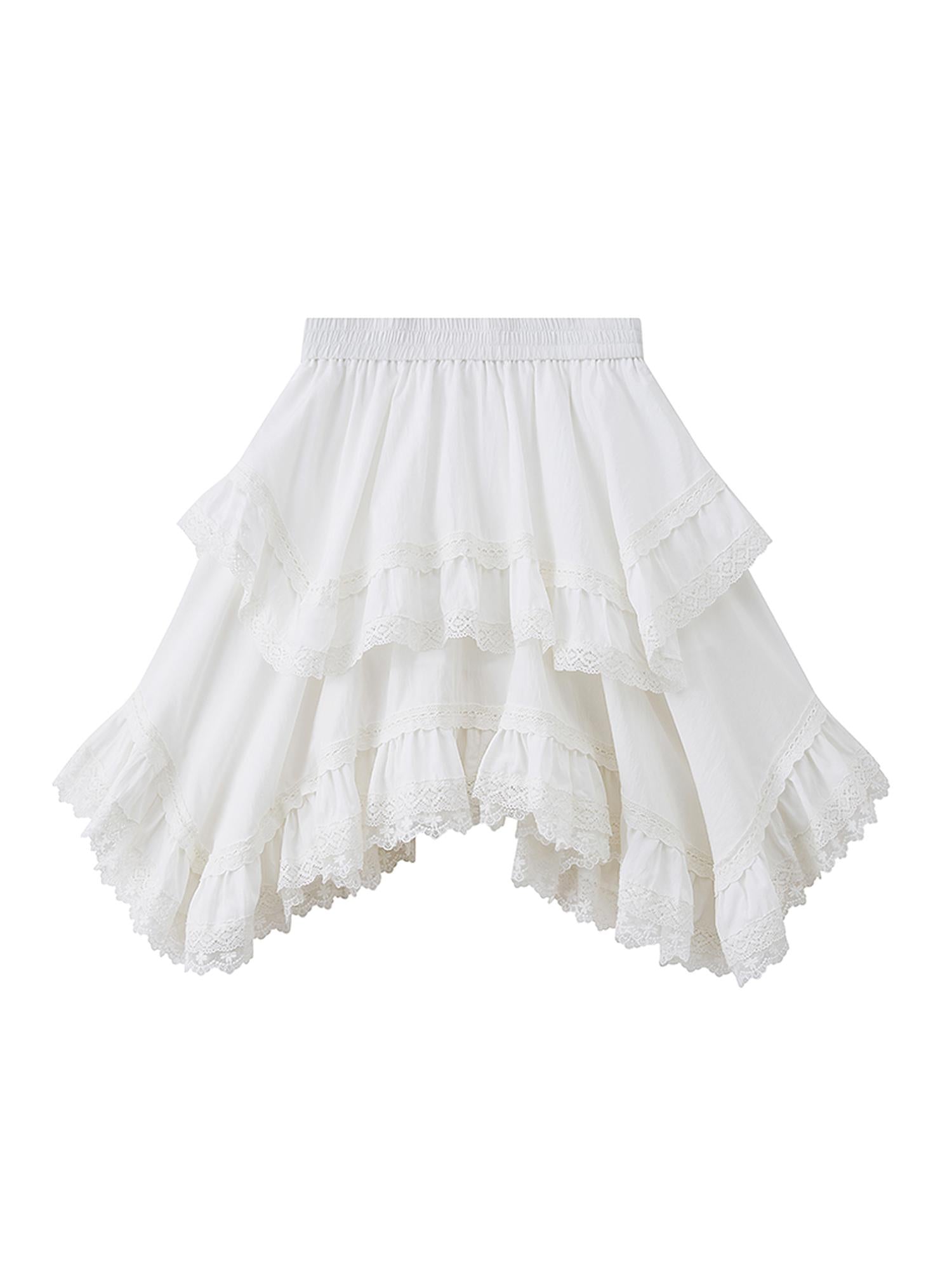 DIDDI MODA Mermaid Cat Fantasy Tee Lace Tiered Skirt Set