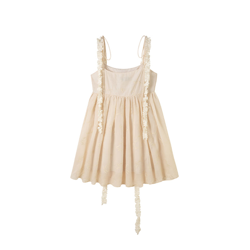 DIDDI MODA Lace Strap Floral Babydoll Dress With Bow Tie Detail