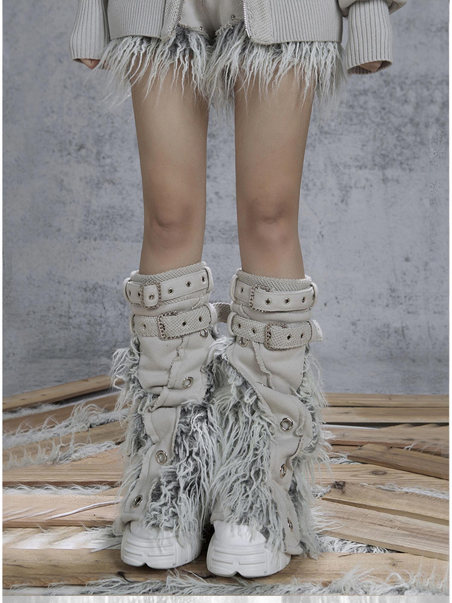 ARIADNAw Patchwork Wool Punk Shorts Deer Velvet Street Edge