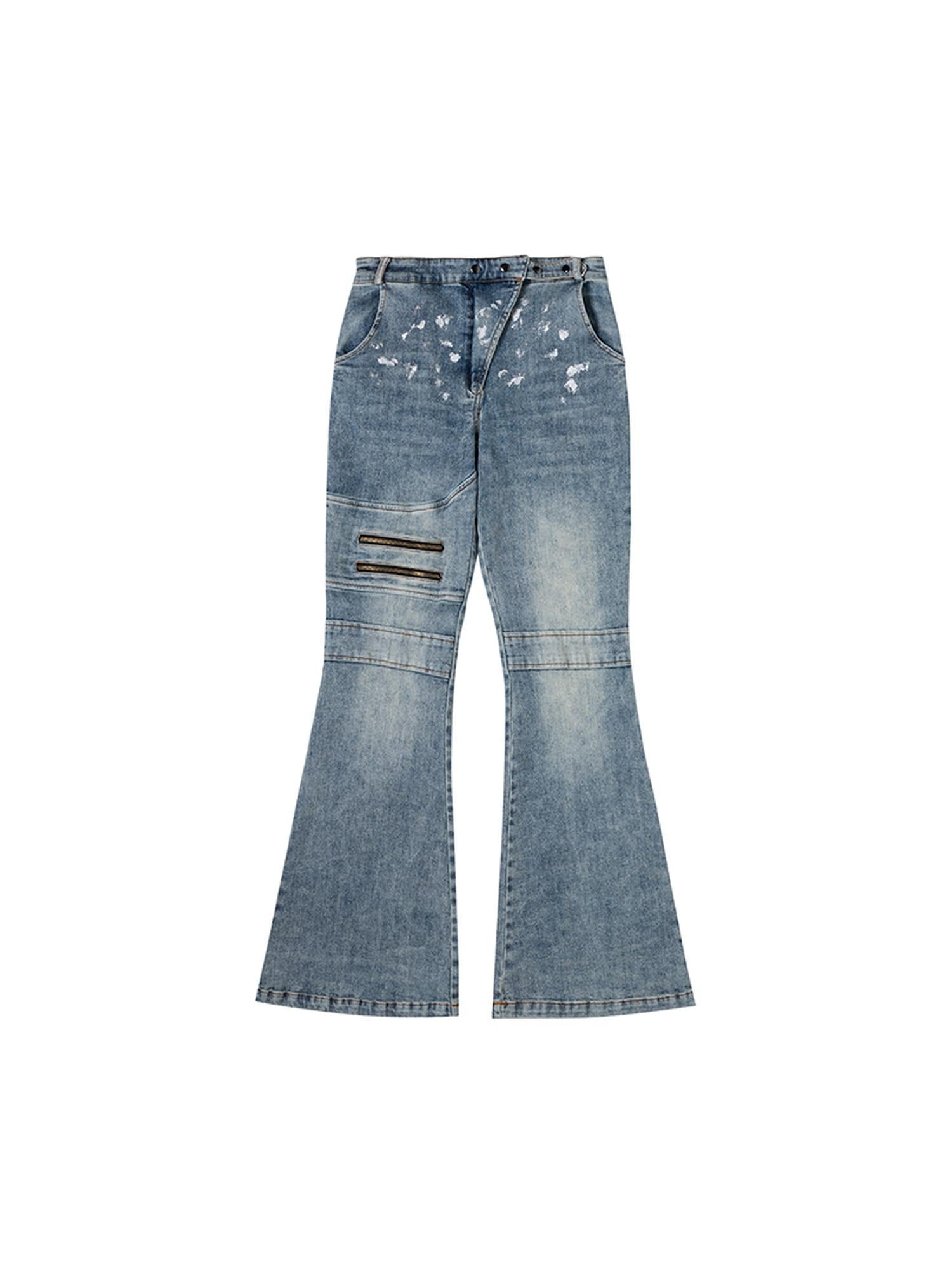 MOMSYCAN FOX LINE Fox Line Slim Flare Silver Wash Low Rise Jeans