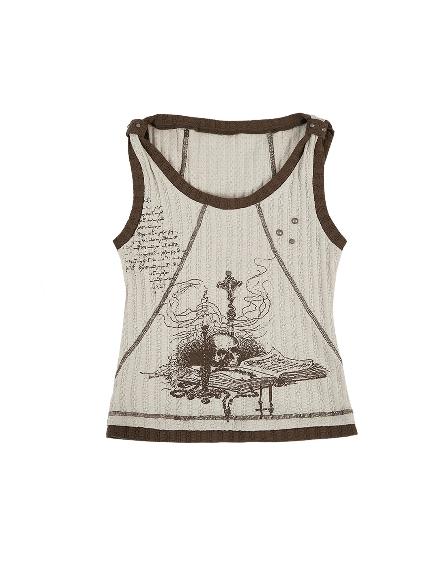 Vintage Punk Print Knit Vest Top