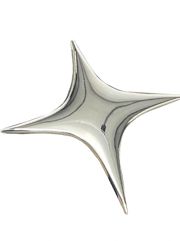 Cute Star Mirror Brooch Simple Cross Pin Badge