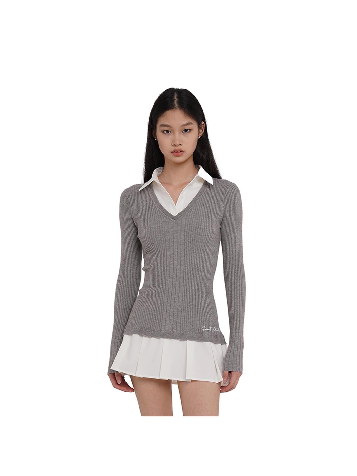 SweetChilling Knitted Shirt With Pleated Skirt Dress