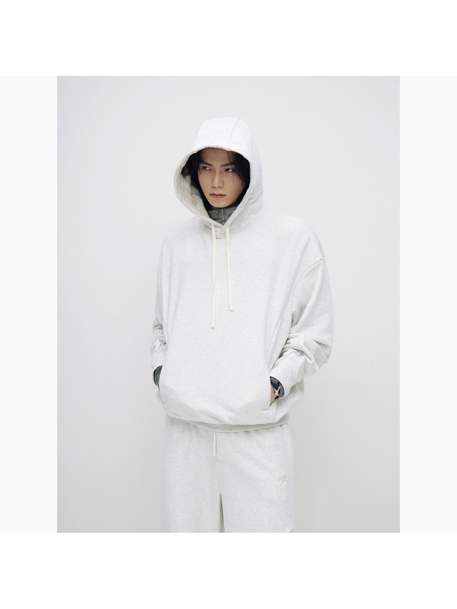 Peoplesense Contour Wide Cotton Hoodie Jogger Set Grey Embroidery