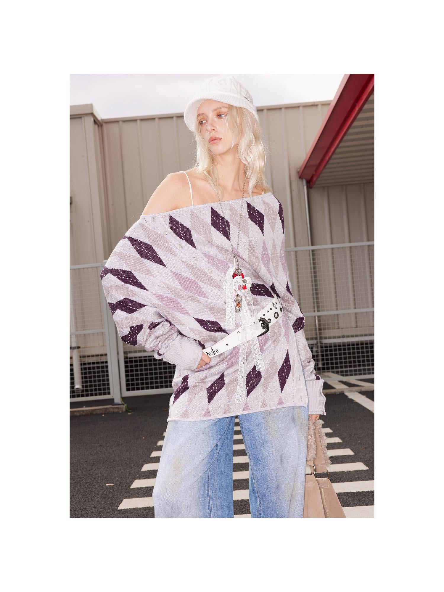 2th Desire Vintage Check Wool Blend Knit Dress