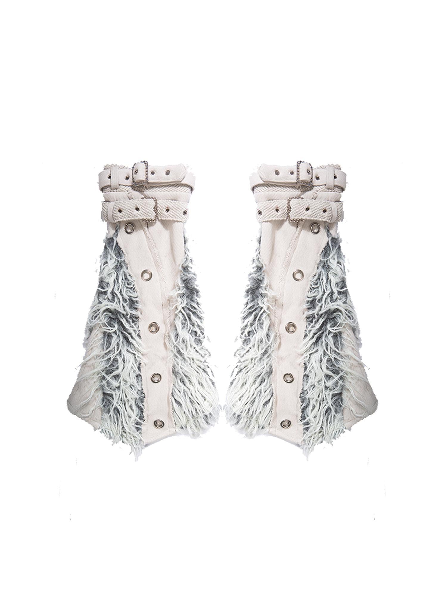 ARIADNAw Patchwork Wool Punk Shorts Deer Velvet Street Edge