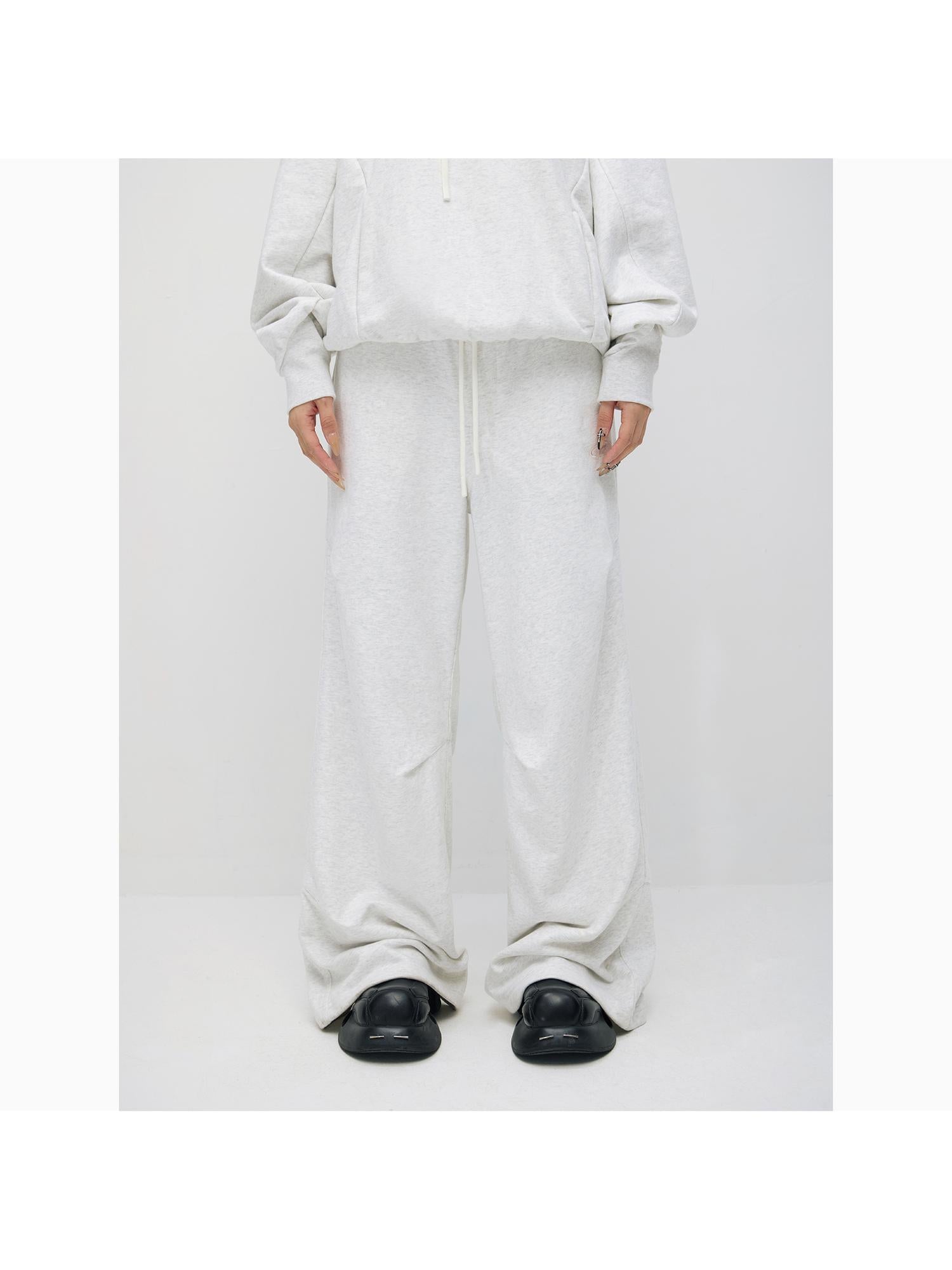 Peoplesense Contour Wide Cotton Hoodie Jogger Set Grey Embroidery