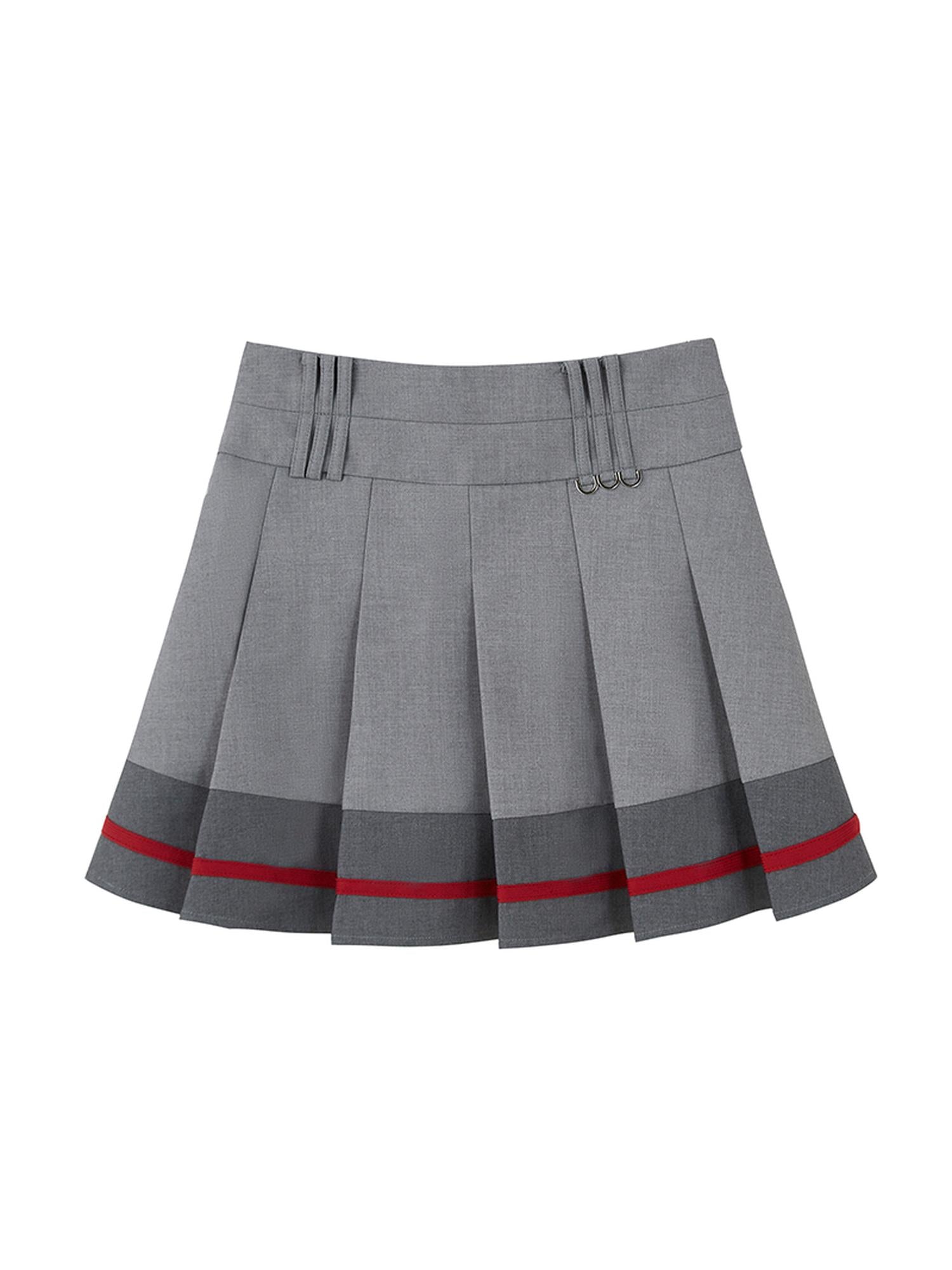 Retro Chic High Waist A Line Pleated Skirt With Contrast Trim
