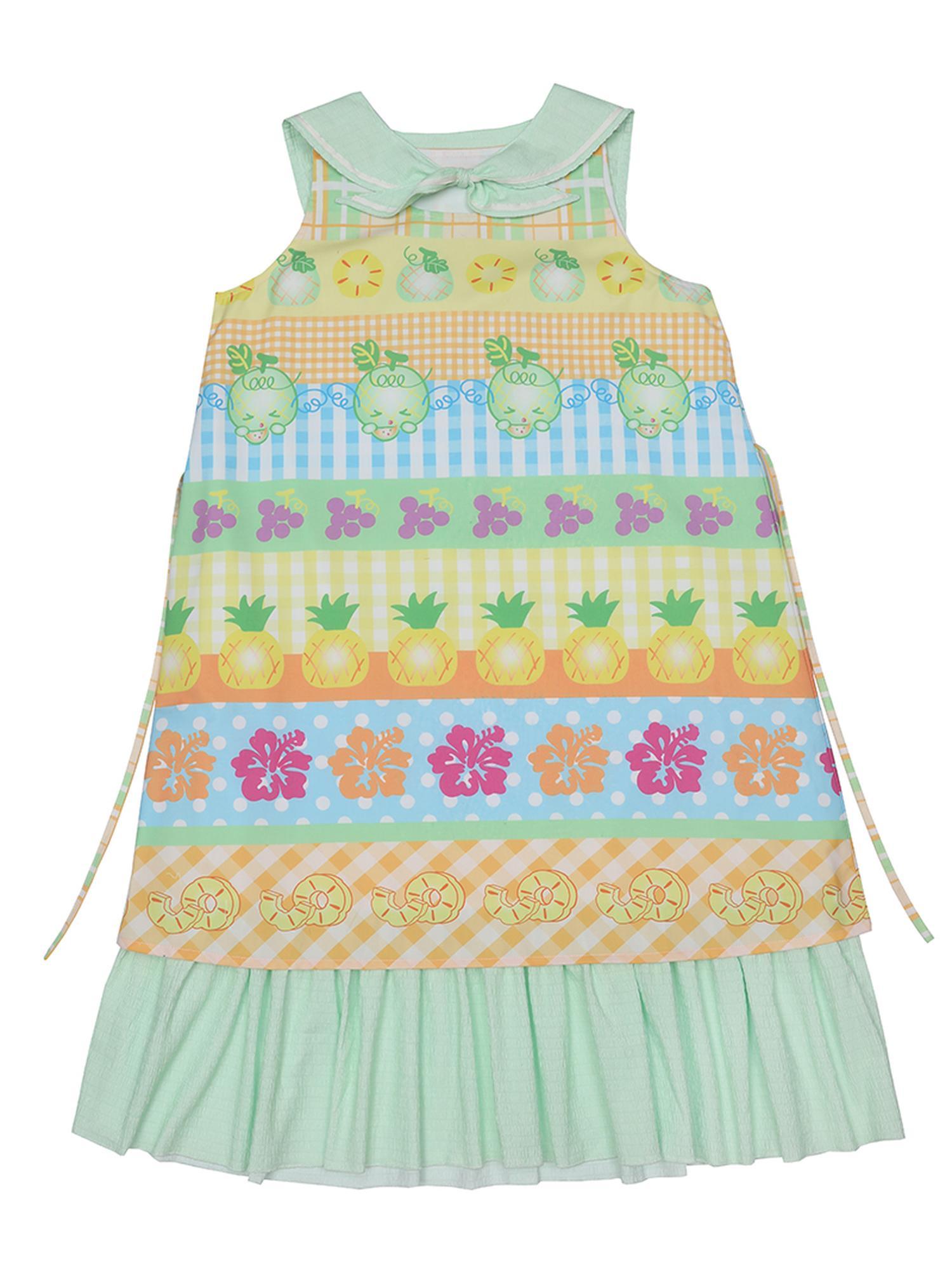 Frufru Gulu Hawaii Dream Fruit Print Summer Sailor Collar Dress