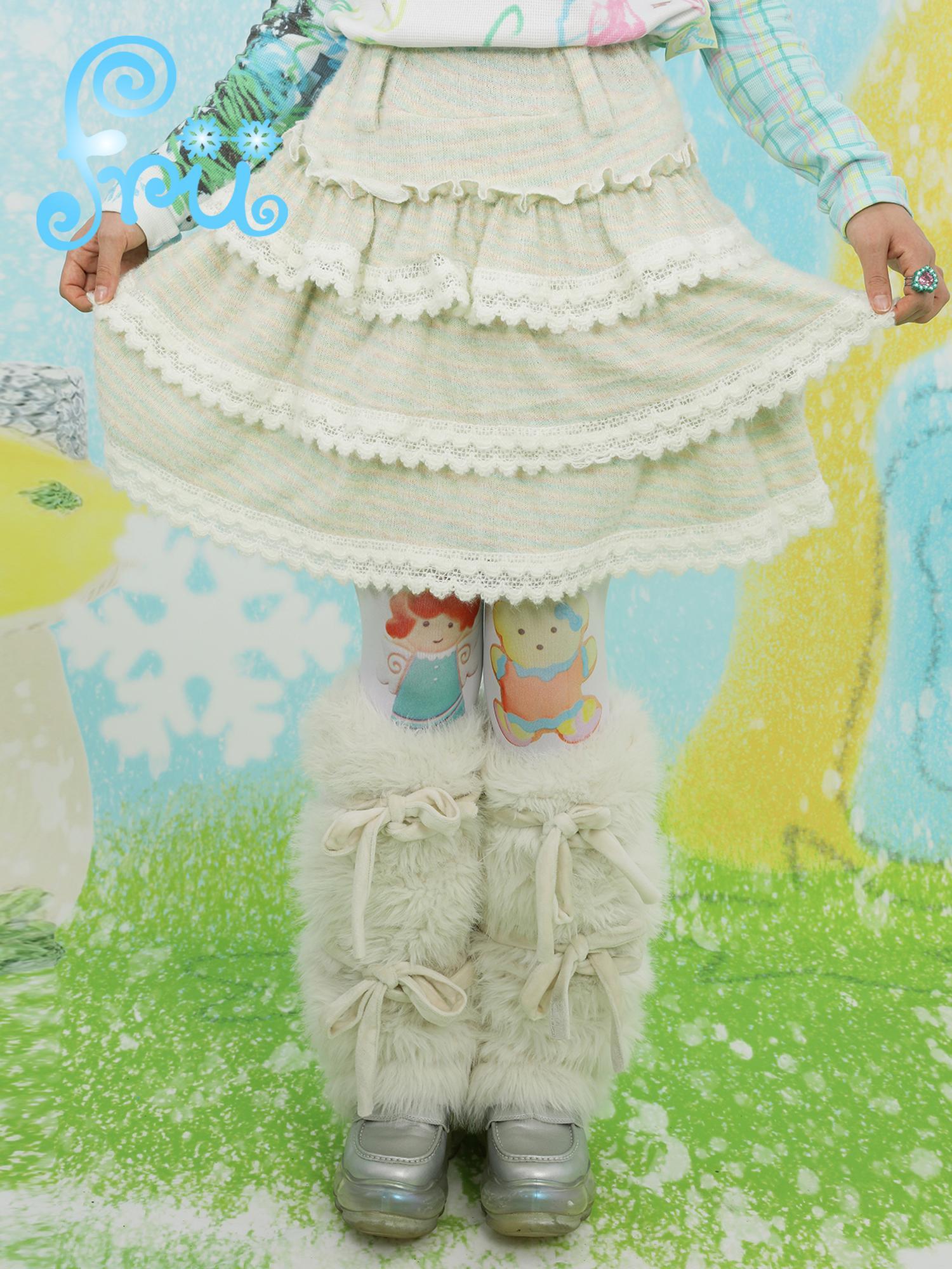 Frufru Gulu Y2K Rainbow Duo Cake Contrast Winter Pastel Dress Match