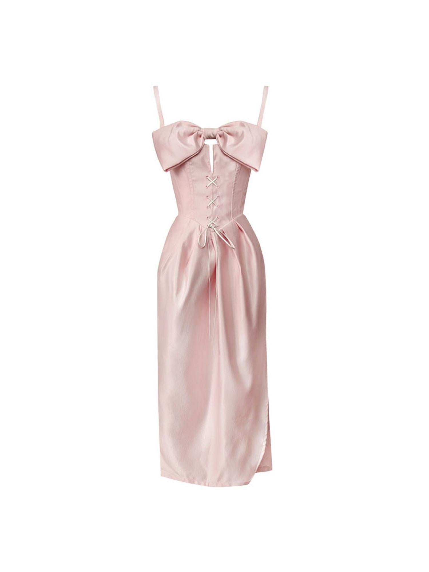 WSW WUSHENWU Pink Bow French Mini Dream Dress