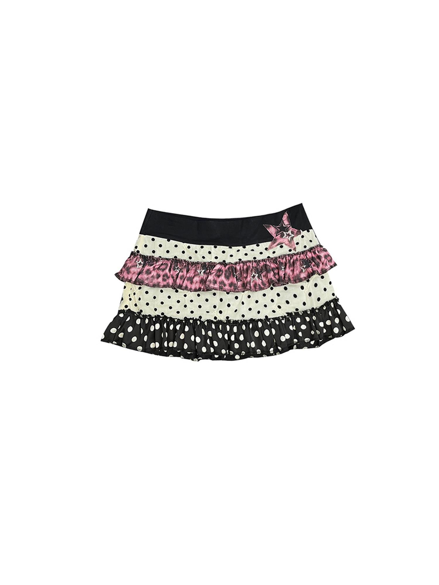 Ttsunami Flirty Summer Dot Print Layered Ruffle Skirt With Shorts Dresses