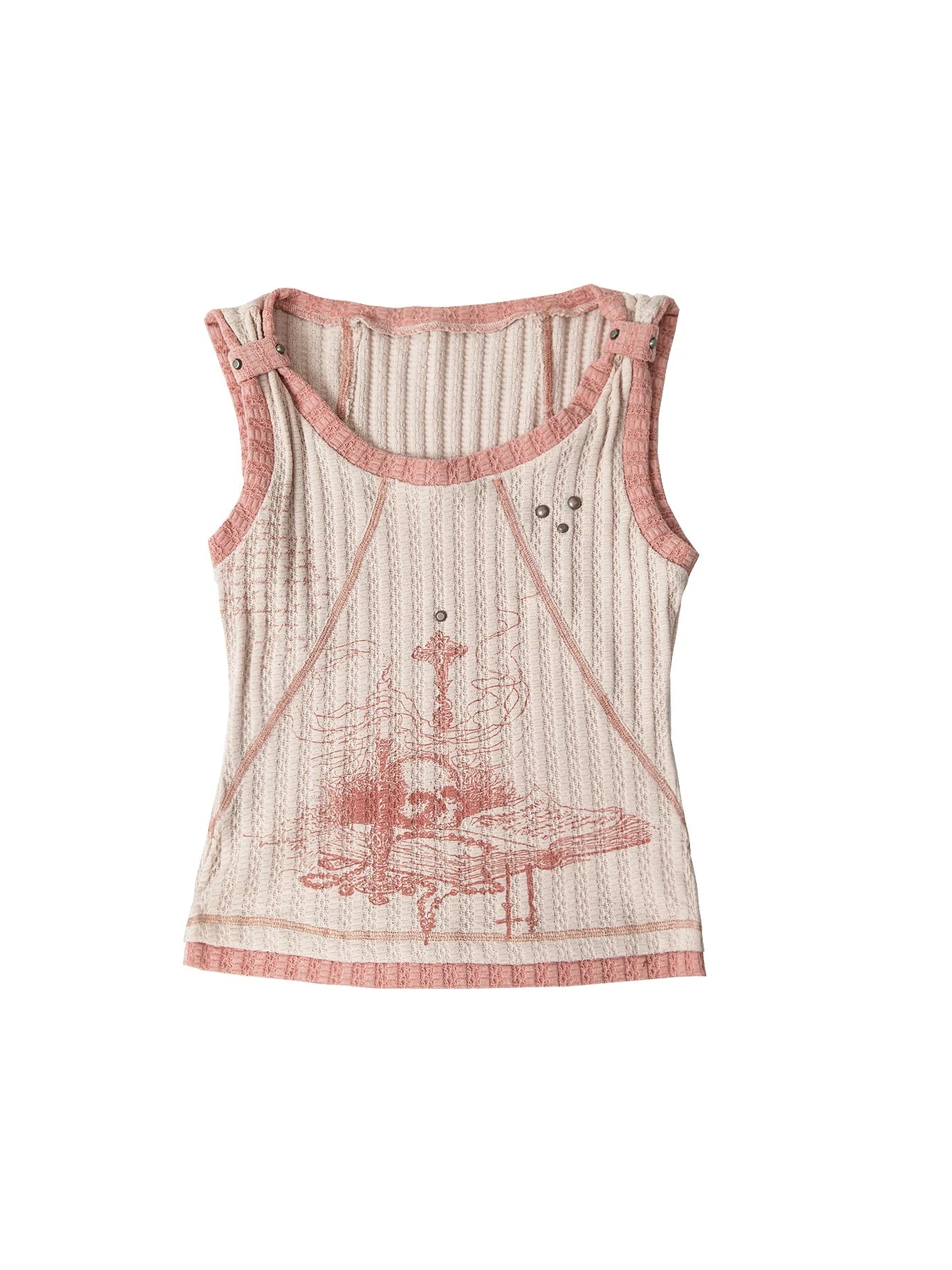 Vintage Punk Print Knit Vest Top