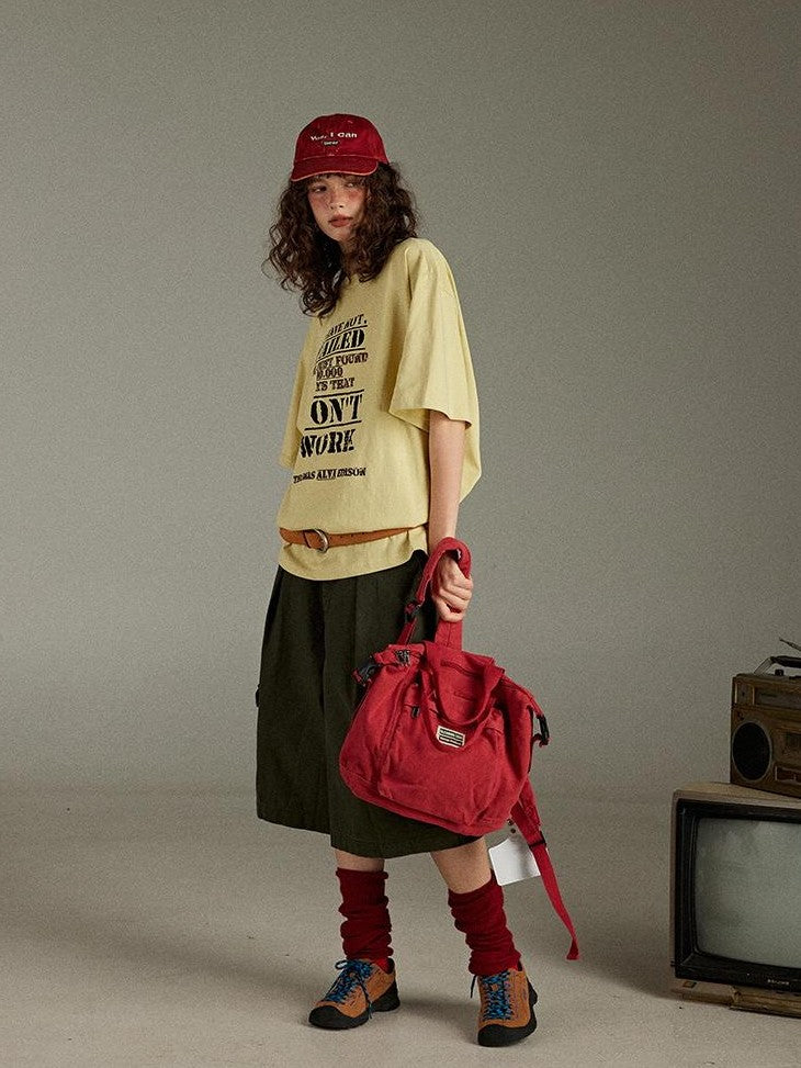 lulugray Letter Print Crew Neck Loose Mid Length Women&